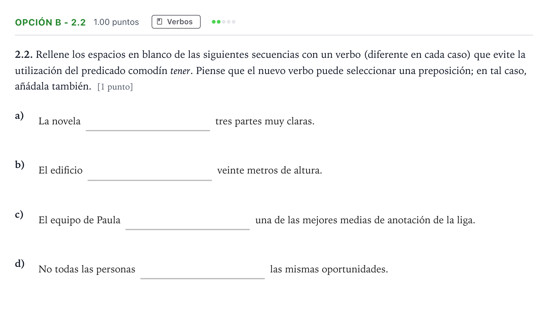 Enunciado: Opción B - 2.2 · Lengua Castellana y Literatura II Selectividad Cataluña Setembre Serie 3 2022