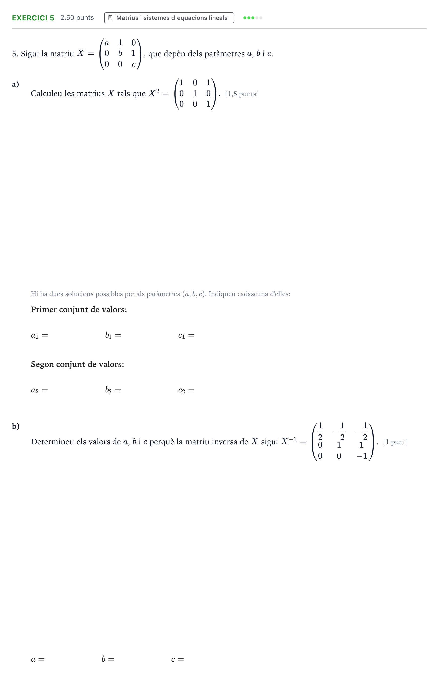 Enunciado: Problema 5 · Matemáticas II Selectividad Cataluña Juny Serie 2 2022