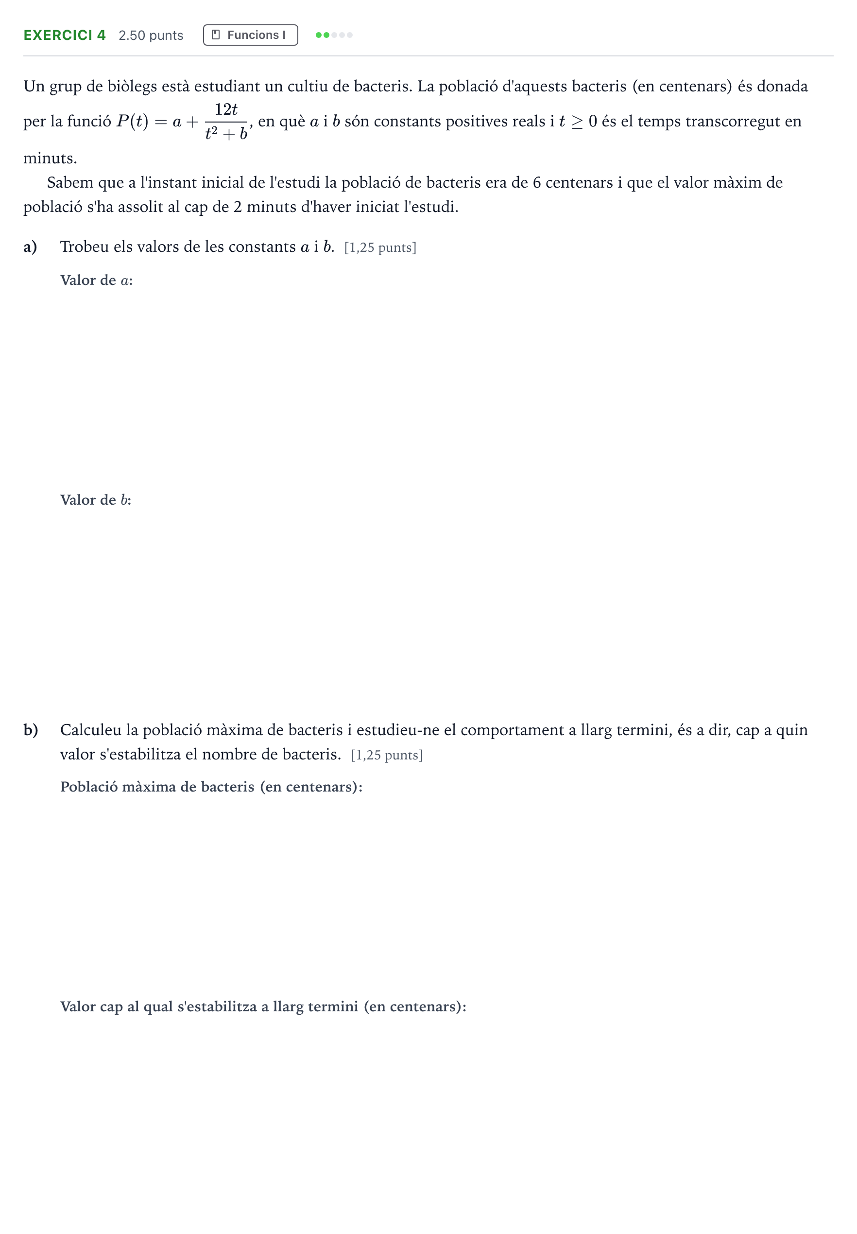 Enunciado: Problema 4 · Matemáticas aplicadas a las Ciencias Sociales II Selectividad Cataluña Juny Serie 2 2022