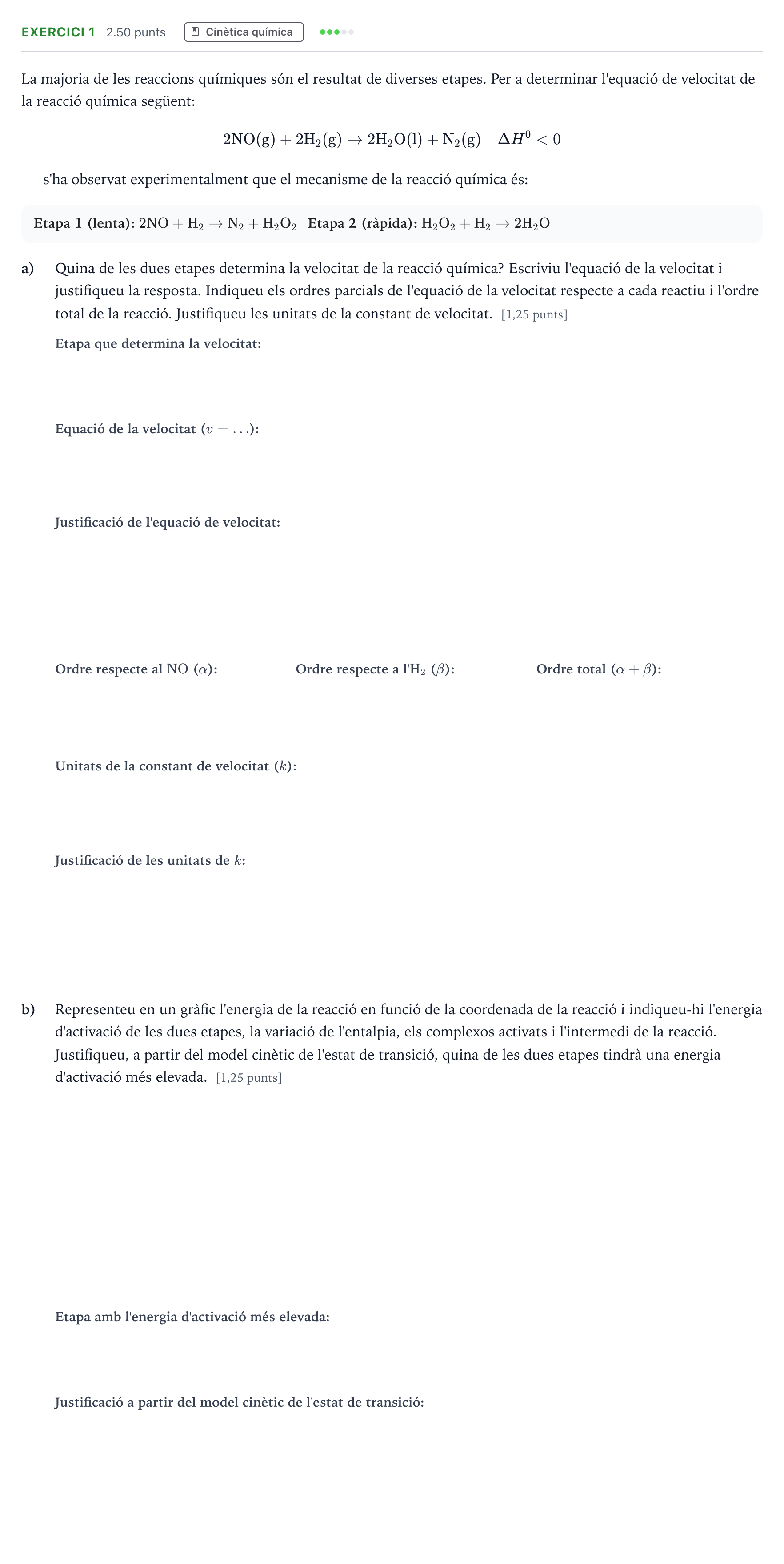 Enunciado: Problema 1 · Química Selectividad Cataluña Juny Serie 2 2022
