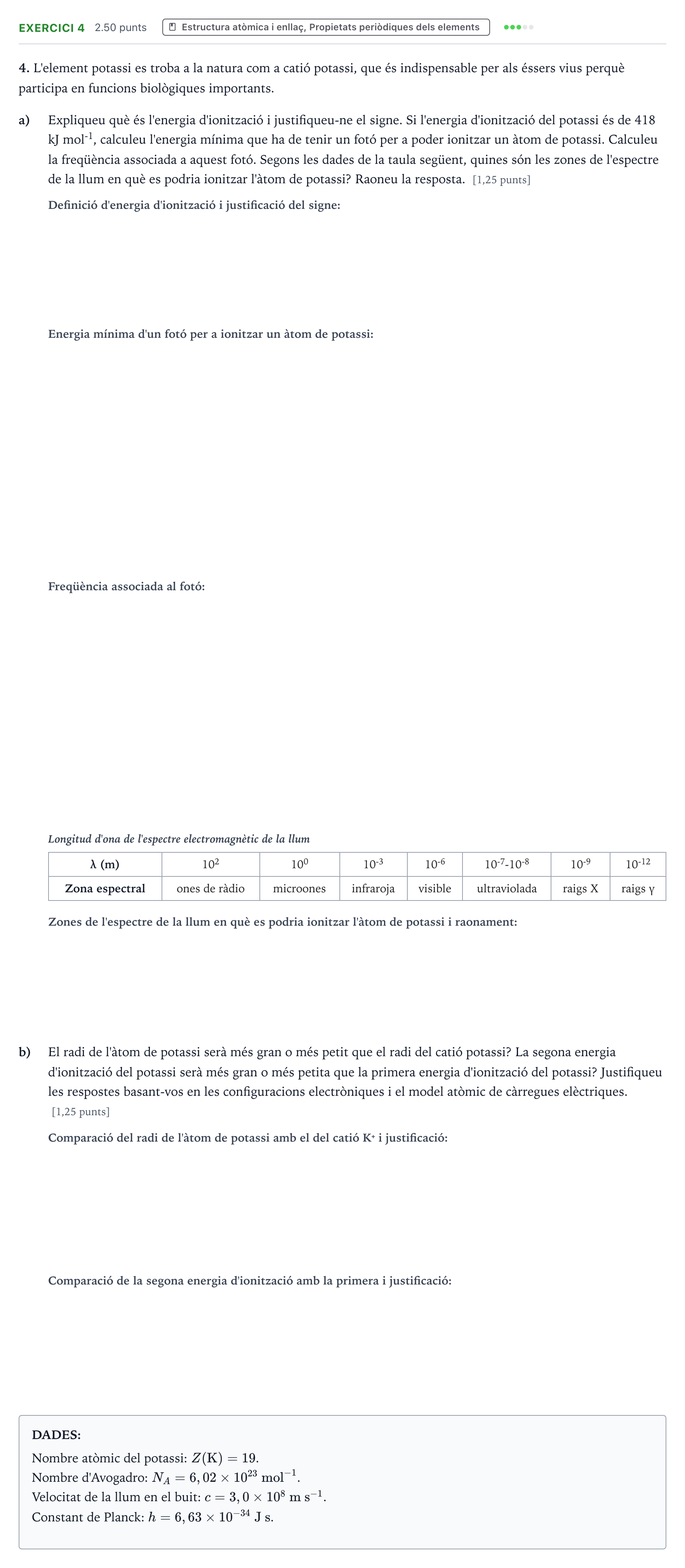 Enunciado: Problema 4 · Química Selectividad Cataluña Juny Serie 2 2022