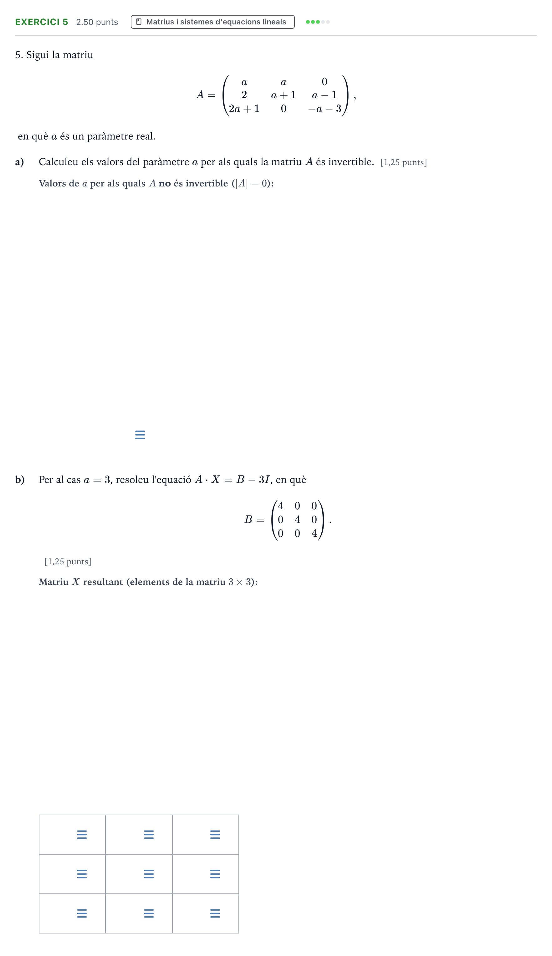 Enunciado: Problema 5 · Matemáticas II Selectividad Cataluña Setembre Serie 3 2022