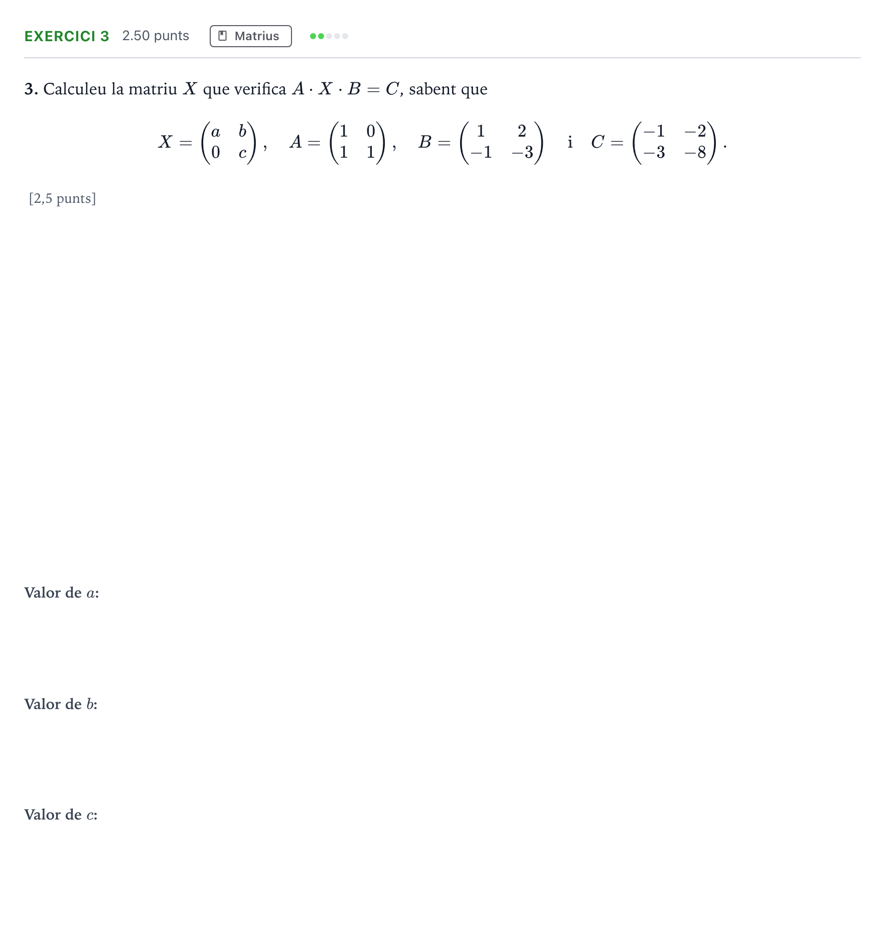 Enunciado: Problema 3 · Matemáticas aplicadas a las Ciencias Sociales II Selectividad Cataluña Juny Serie 5 2022