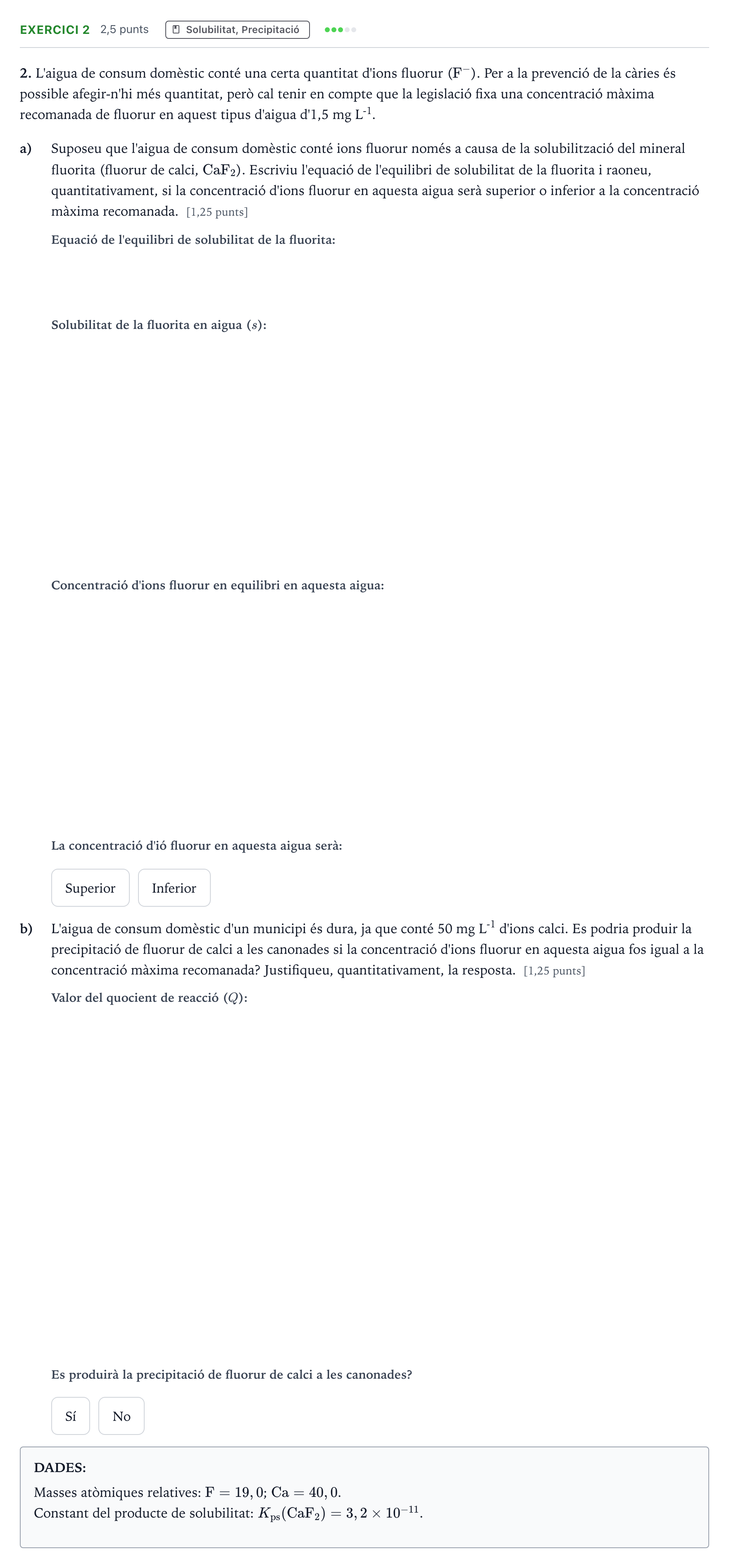 Enunciado: Problema 2 · Química Selectividad Cataluña Juny Serie 5 2022