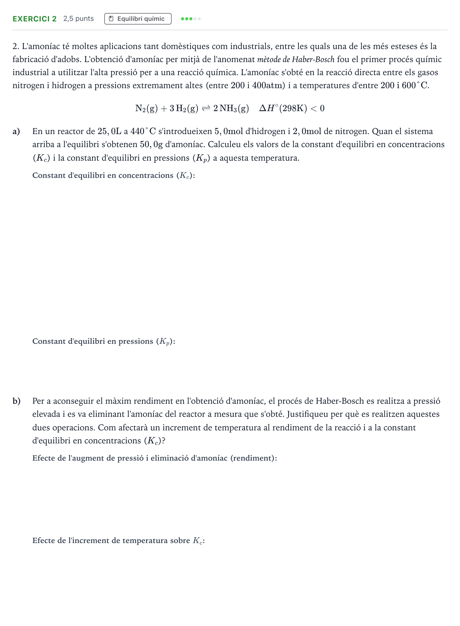 Enunciado: Problema 2 · Química Selectividad Cataluña Setembre Serie 3 2022