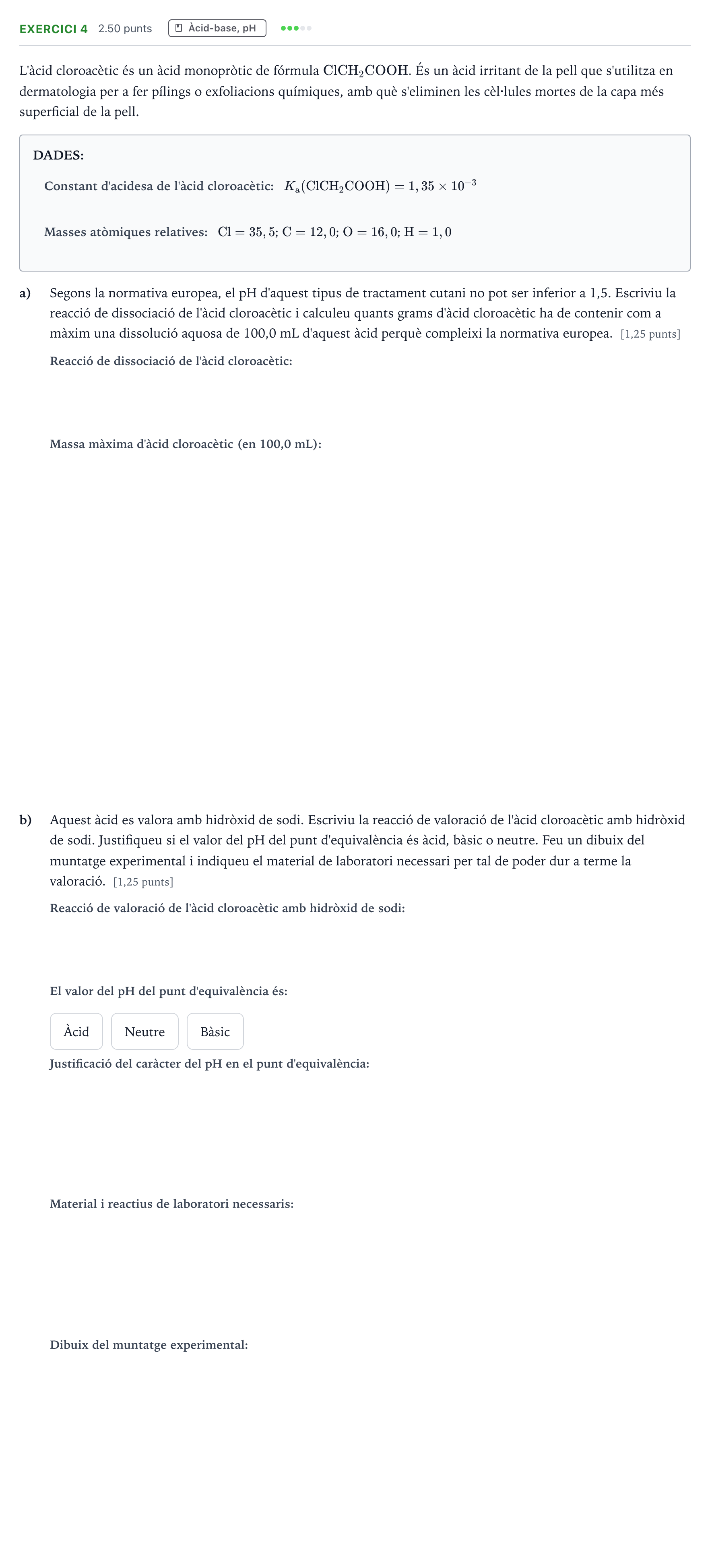 Enunciado: Problema 4 · Química Selectividad Cataluña Setembre Serie 3 2022