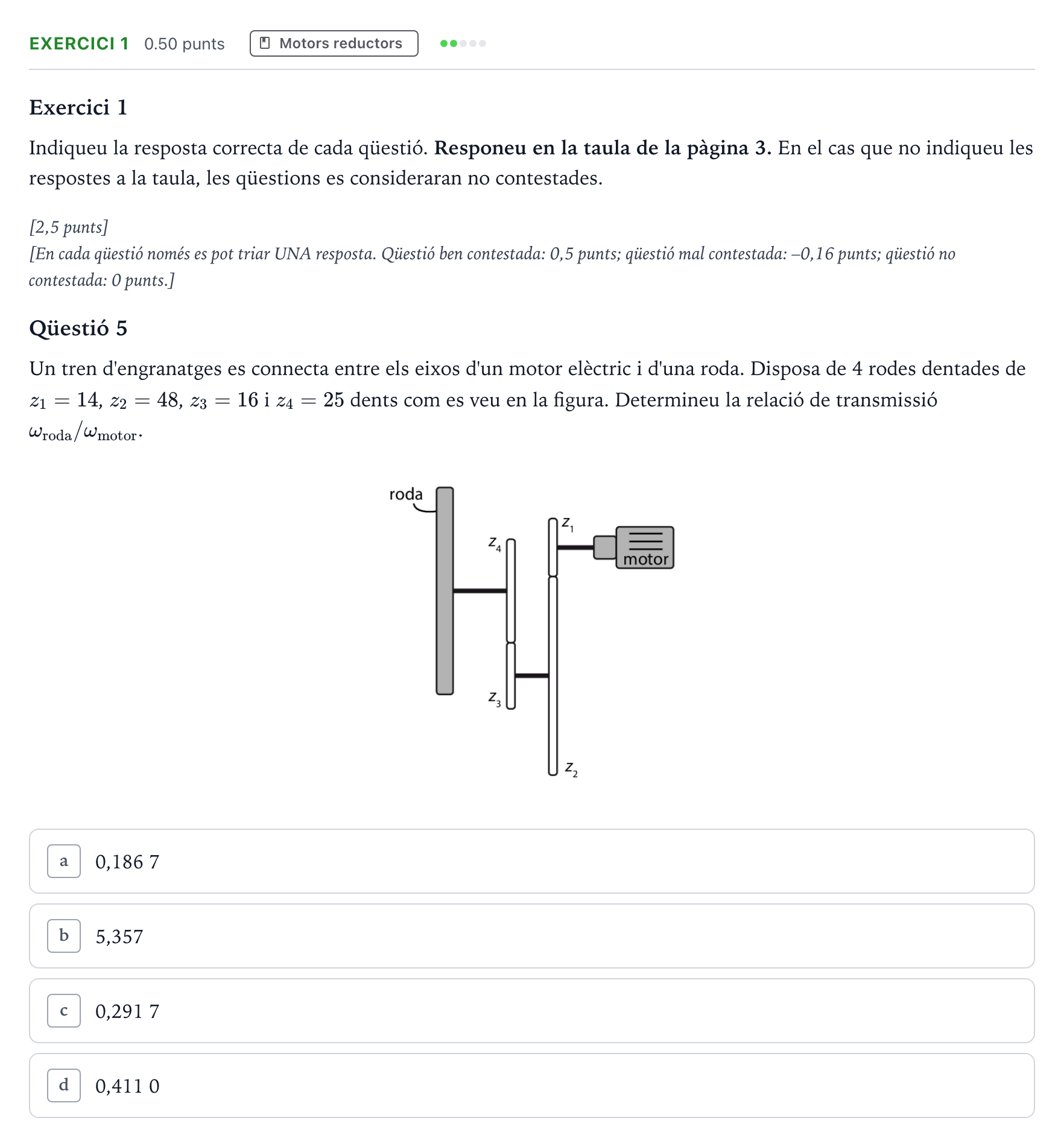 Enunciado: Ejercicio 1 - Motors reductors · Tecnologia Industrial Selectividad Cataluña Juny Serie 2 2022