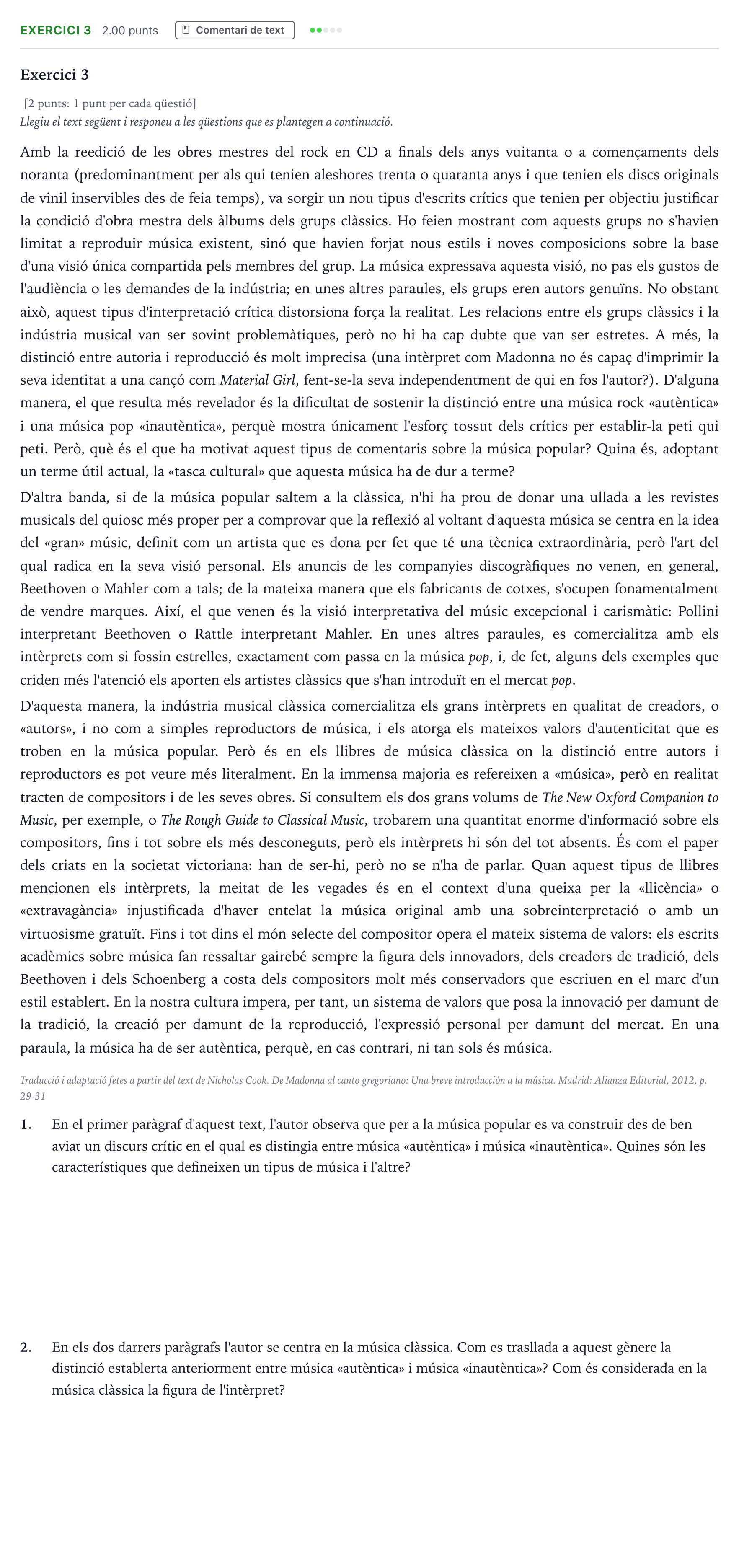 Enunciado: Exercici 3 · Análisis Musical Selectividad Cataluña Juny Serie 5 2023