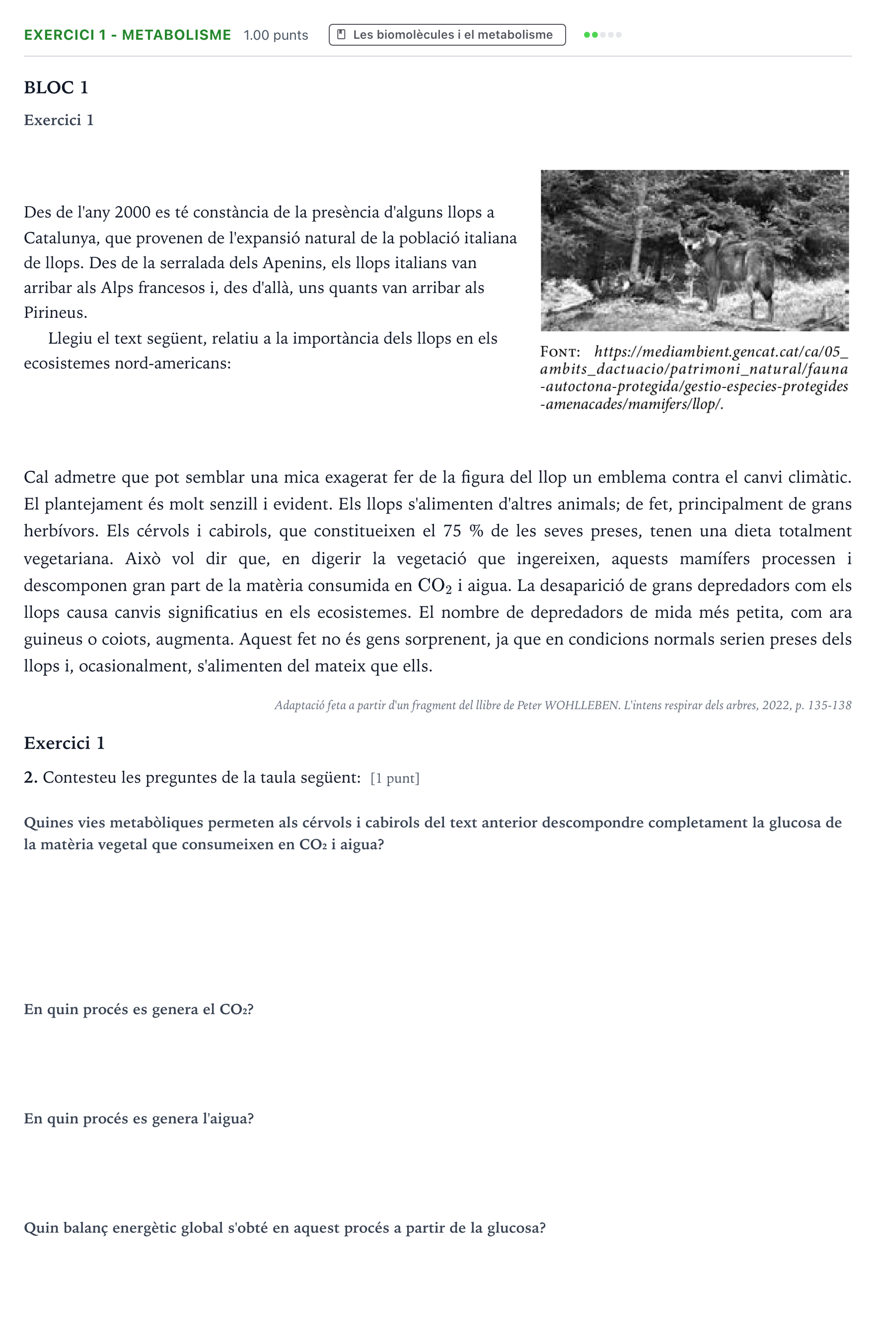 Enunciado: Exercici 1 - Metabolisme · Biología Selectividad Cataluña Juny Serie 1 2023