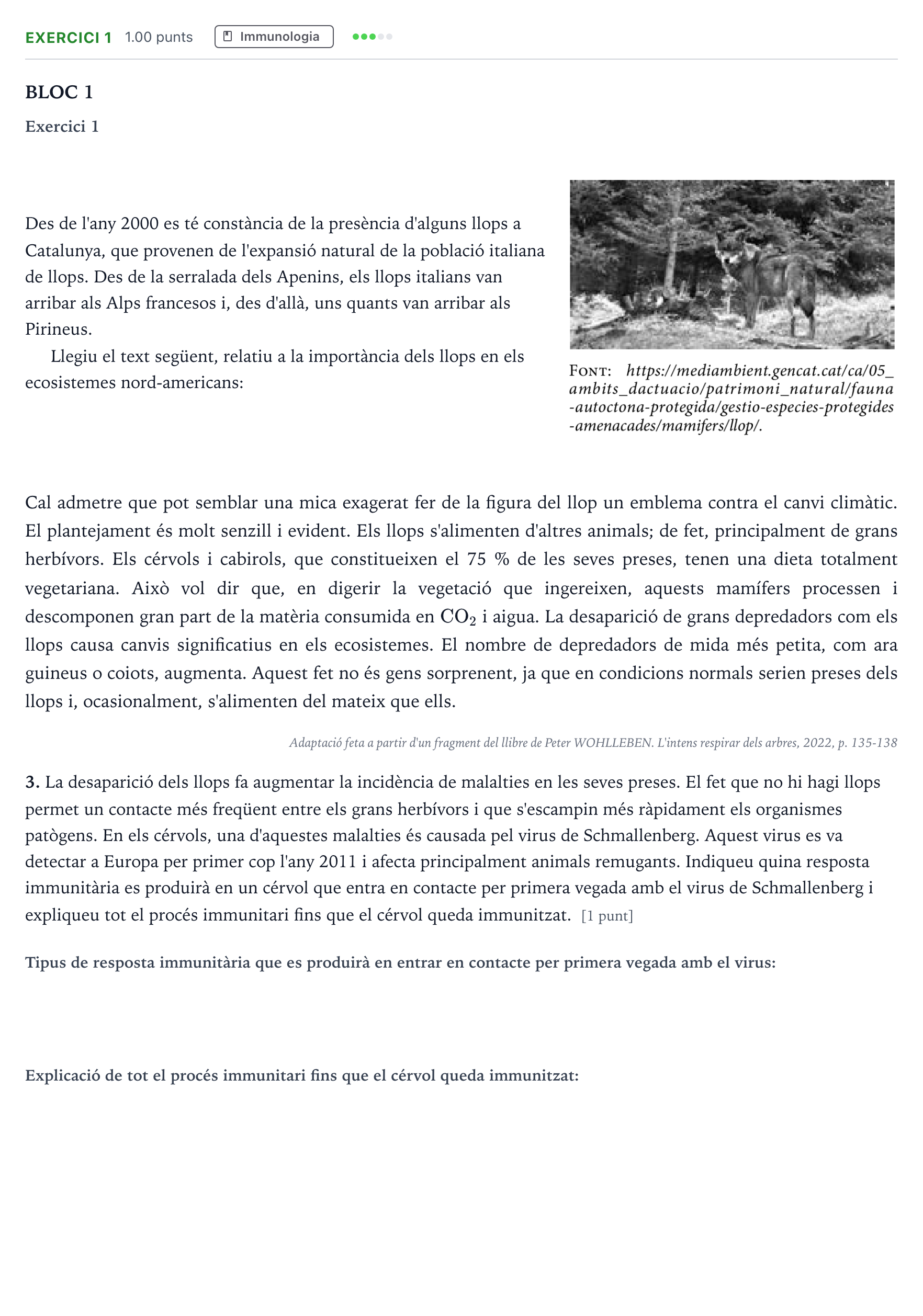 Enunciado: Exercici 1 - Immunologia · Biología Selectividad Cataluña Juny Serie 1 2023