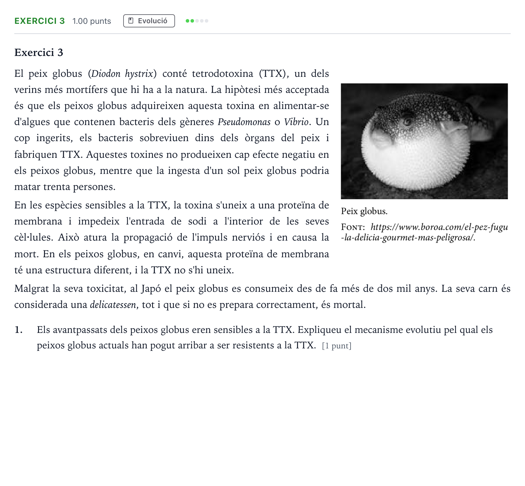 Enunciado: Exercici 3 - Evolució · Biología Selectividad Cataluña Juny Serie 5 2023