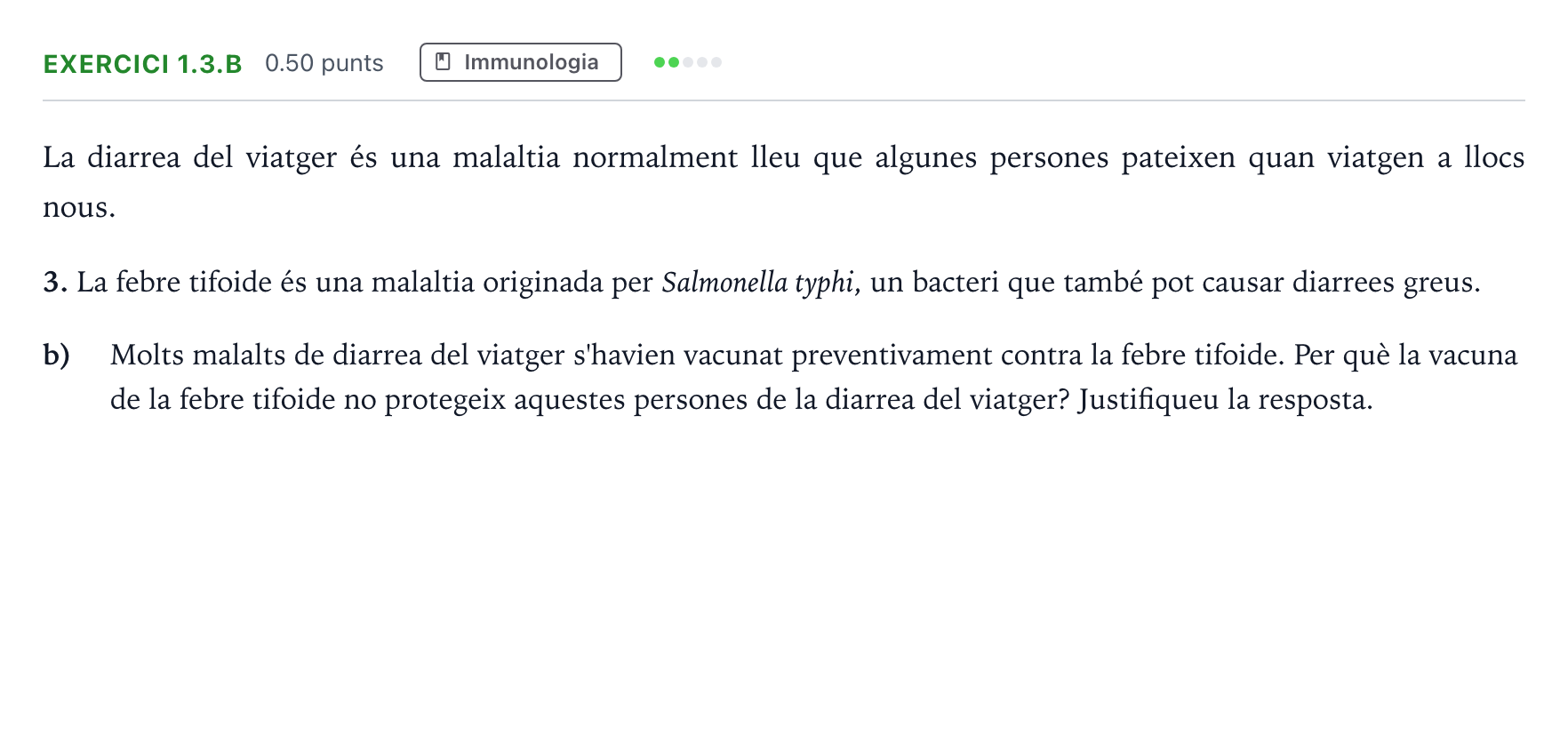 Enunciado: Exercici 1.3.b - Immunologia · Biología Selectividad Cataluña Setembre Serie 2 2023