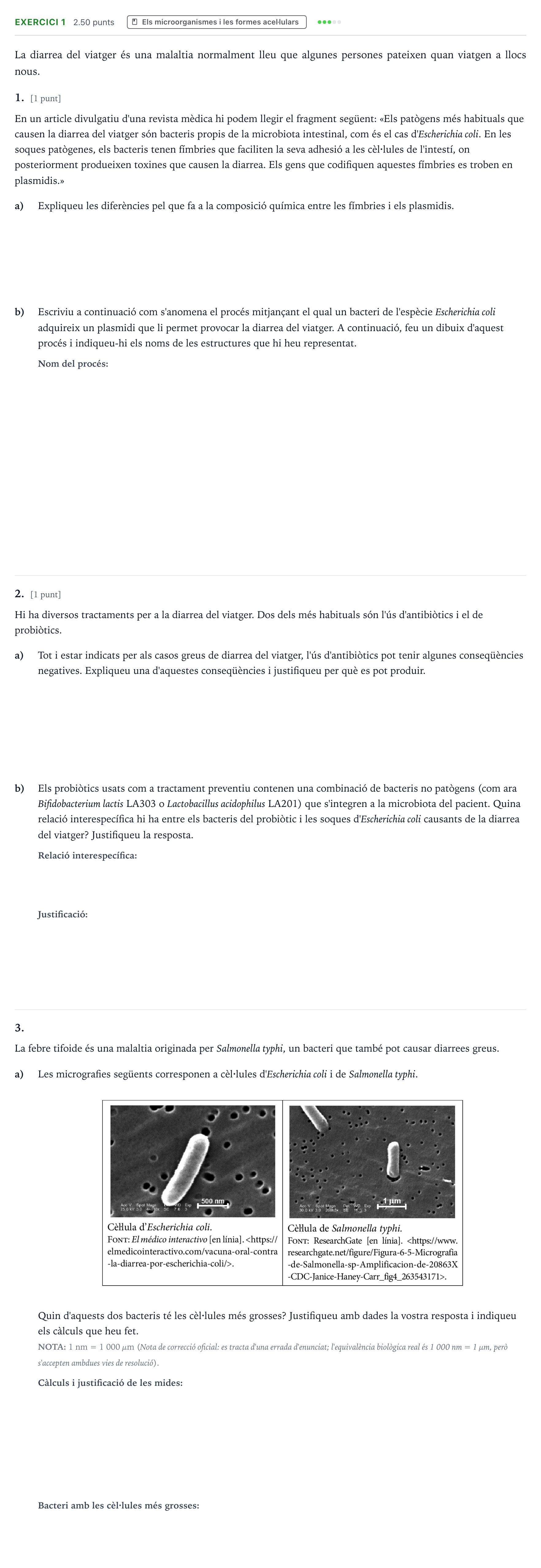 Enunciado: Exercici 1 - Els microorganismes i les formes ace… · Biología Selectividad Cataluña Setembre Serie 2 2023