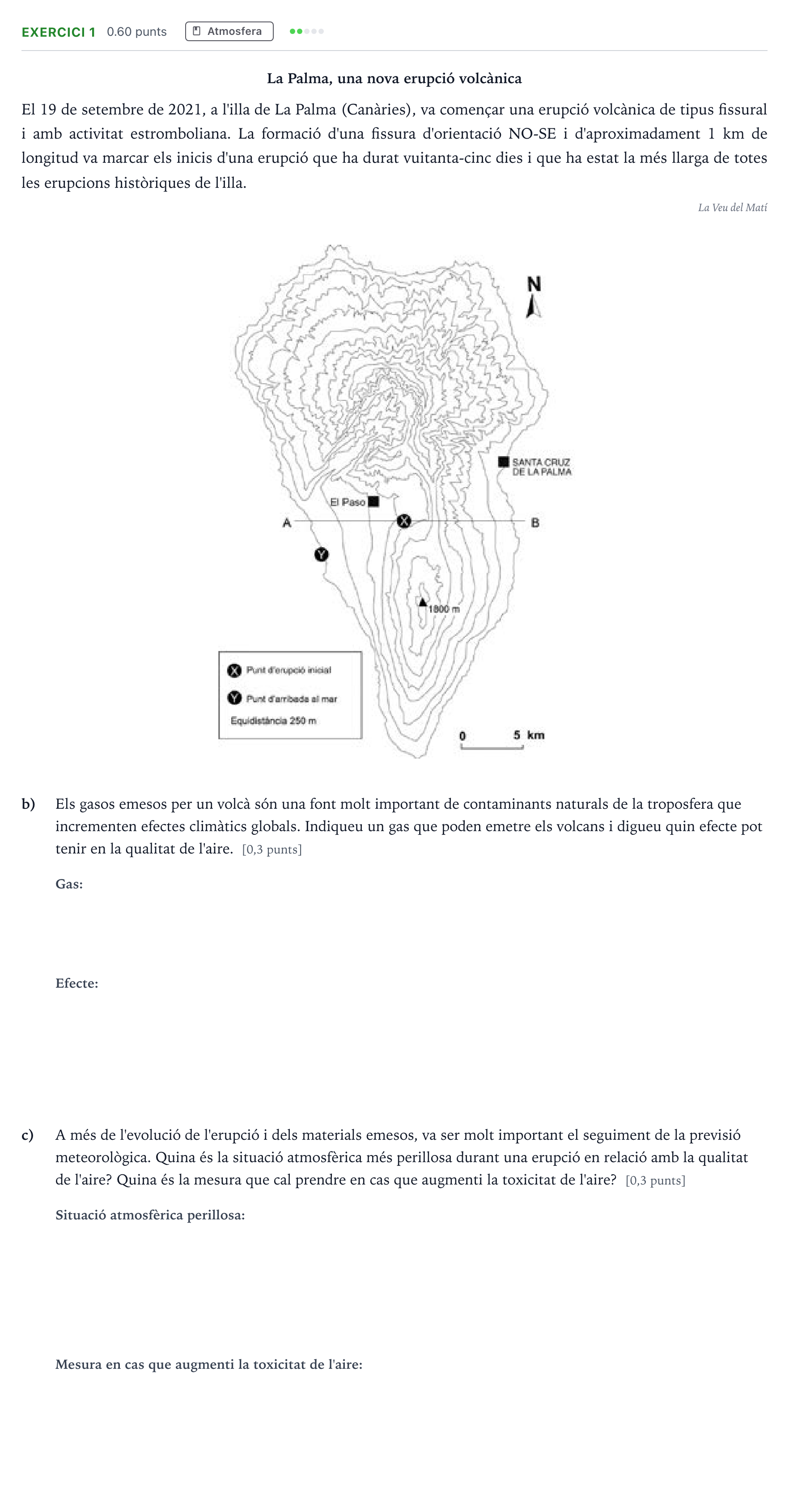Enunciado: Exercici 1 - Atmosfera · Ciencias de la Tierra y del Medio Ambiente Selectividad Cataluña Juny Serie 5 2023