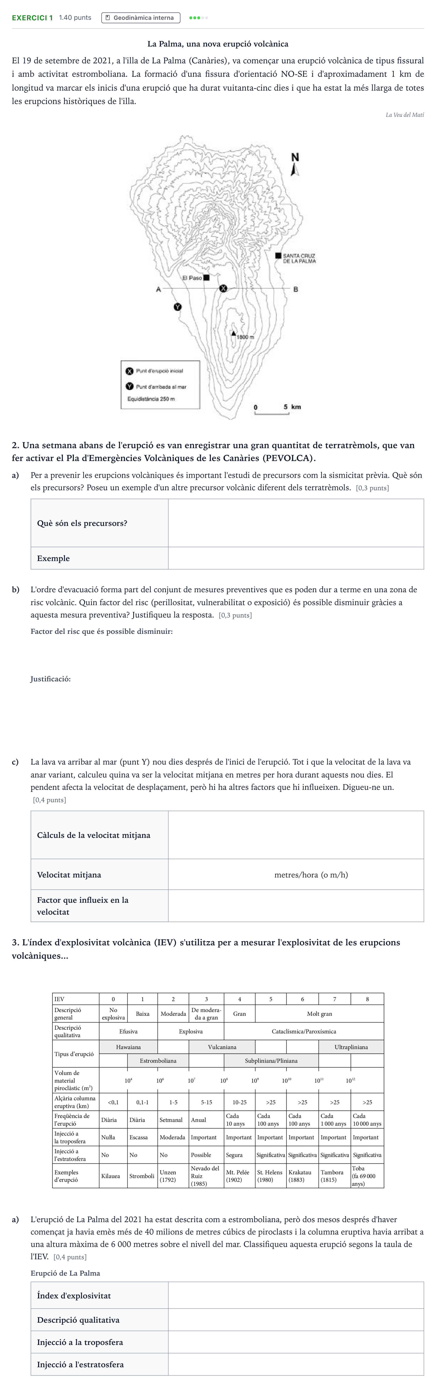 Enunciado: Exercici 1 - Geodinàmica interna · Ciencias de la Tierra y del Medio Ambiente Selectividad Cataluña Juny Serie 5 2023