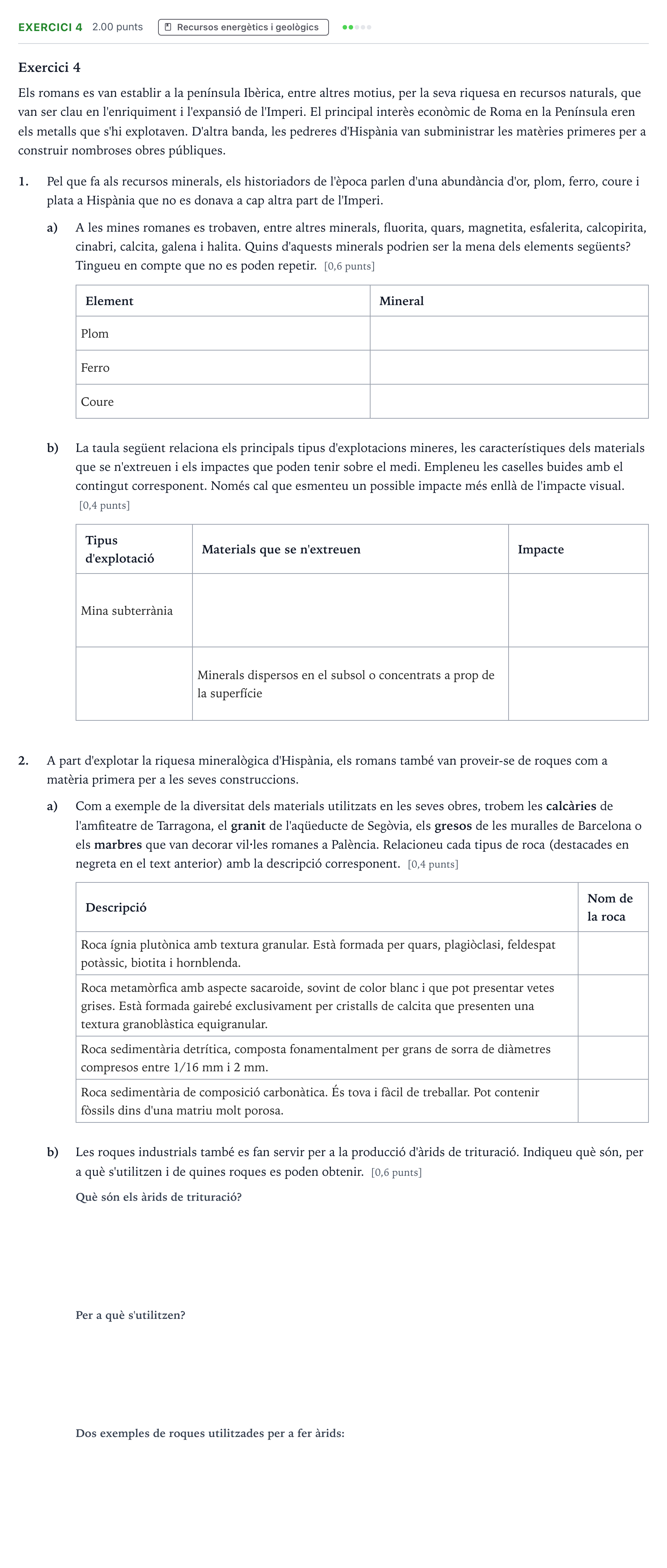 Enunciado: Exercici 4 · Ciencias de la Tierra y del Medio Ambiente Selectividad Cataluña Juny Serie 5 2023
