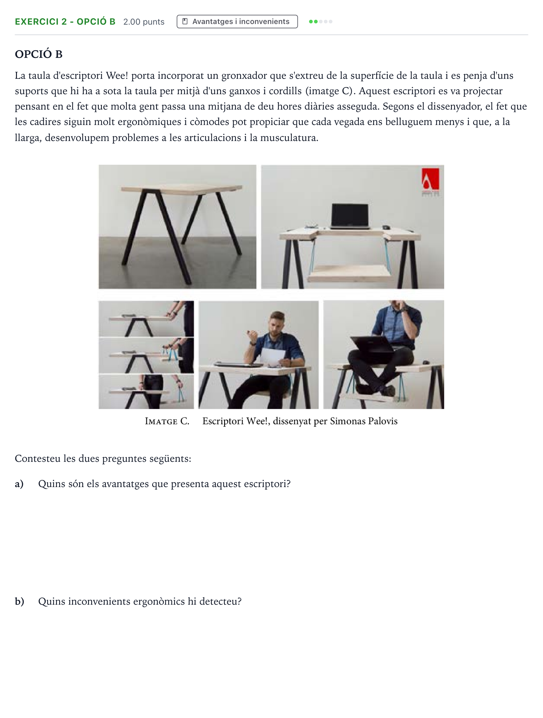 Enunciado: Exercici 2 - Opció B · Diseño Selectividad Cataluña Juny Serie 5 2023