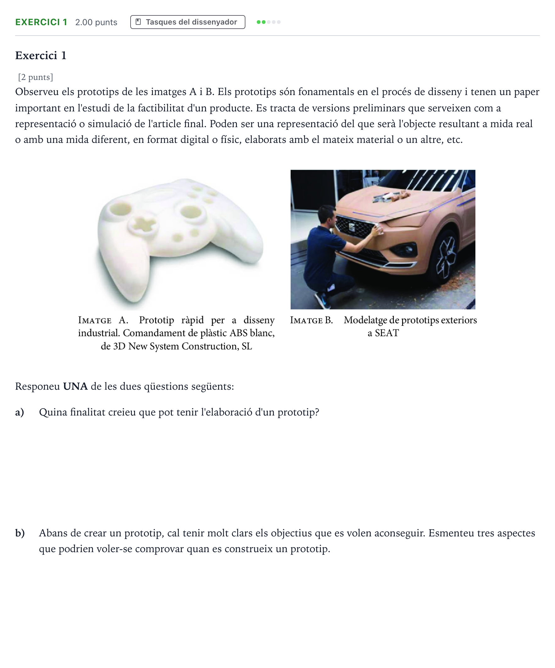 Enunciado: Exercici 1 · Diseño Selectividad Cataluña Setembre Serie 2 2023