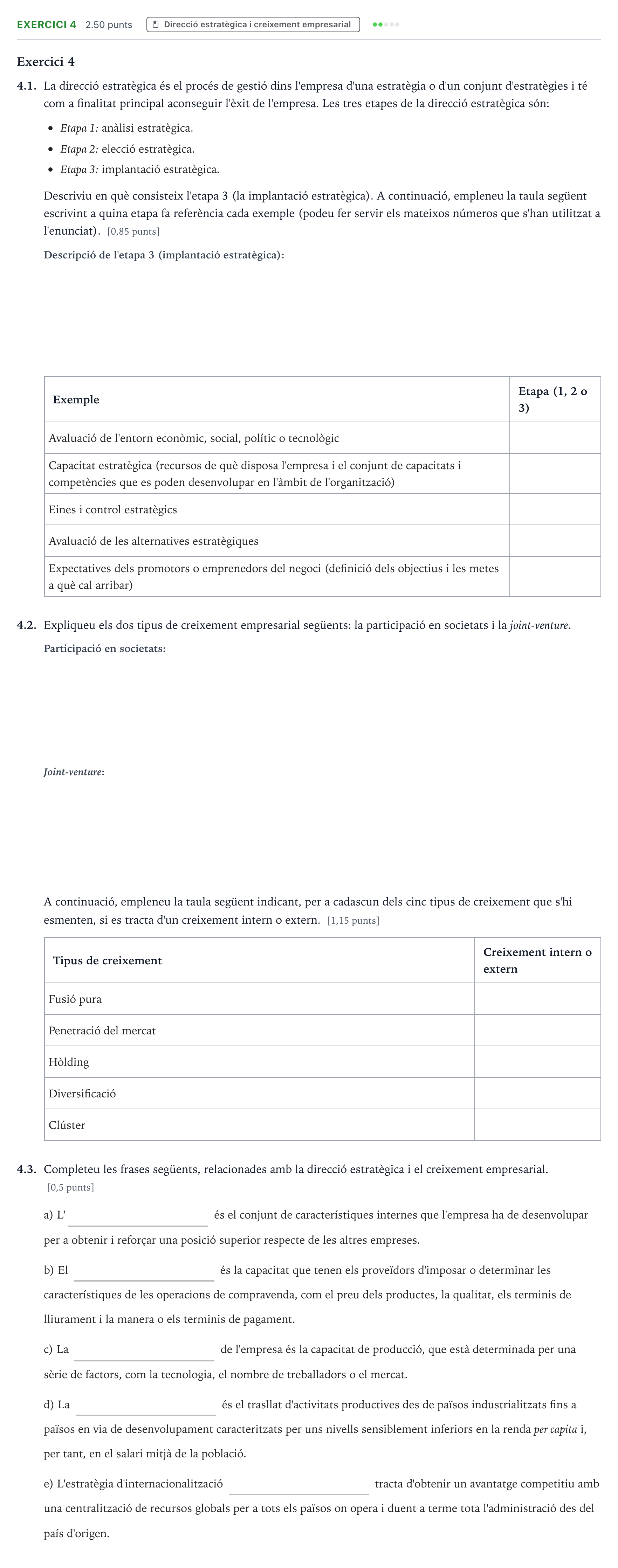 Enunciado: Exercici 4 · Economía de la Empresa Selectividad Cataluña Juny Serie 5 2023