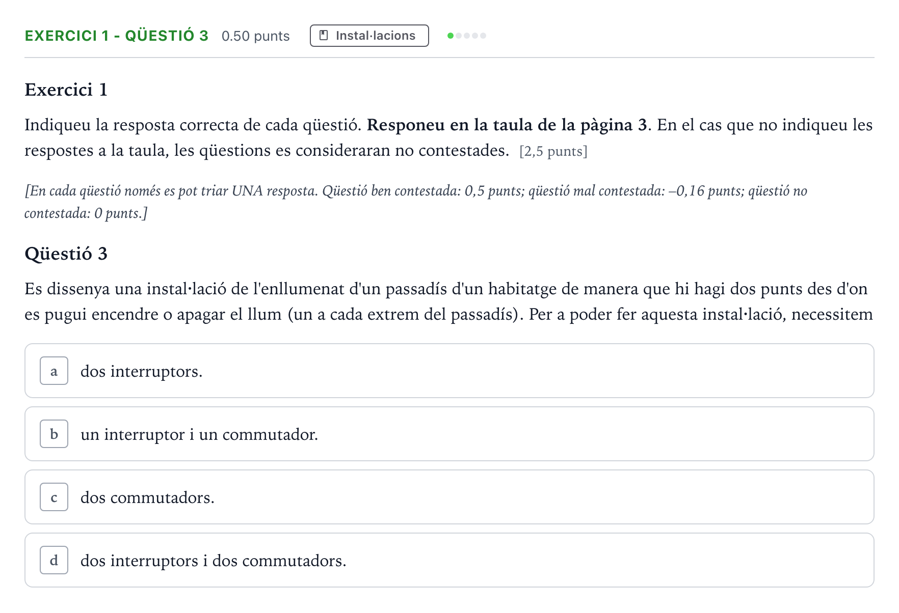 Enunciado: Exercici 1 - Qüestió 3 · Electrotecnia Selectividad Cataluña Juny Serie 1 2023