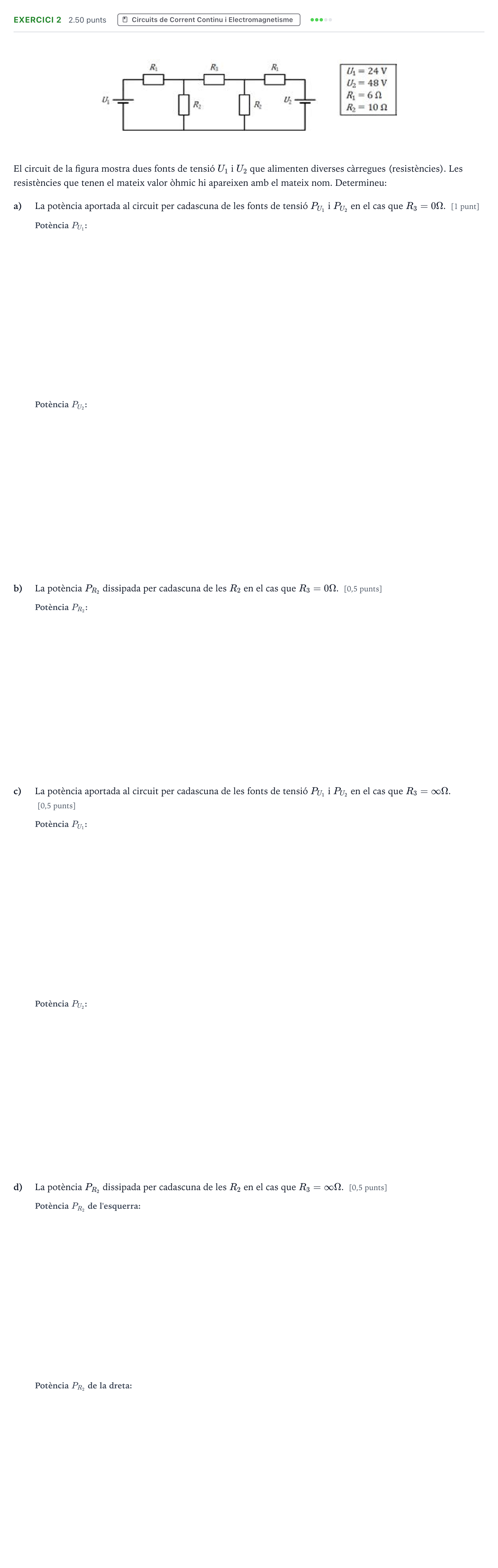 Enunciado: Exercici 2 · Electrotecnia Selectividad Cataluña Juny Serie 1 2023