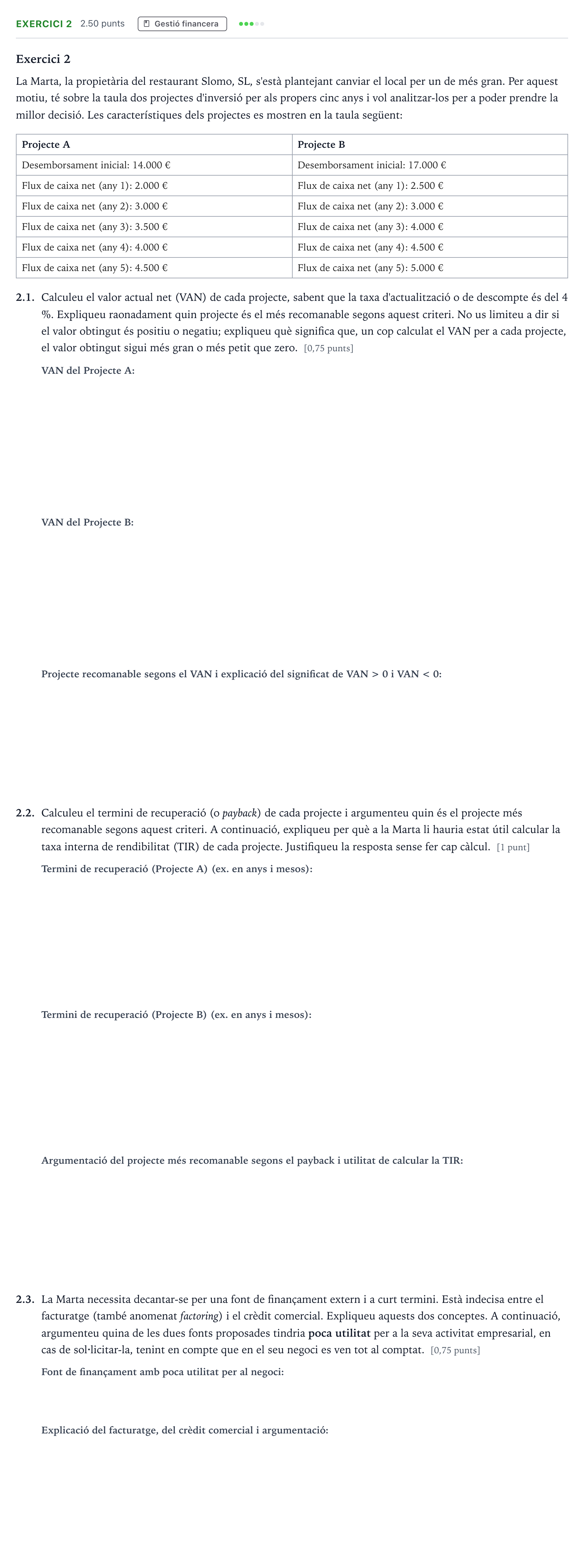 Enunciado: Exercici 2 · Economía de la Empresa Selectividad Cataluña Setembre Serie 2 2023