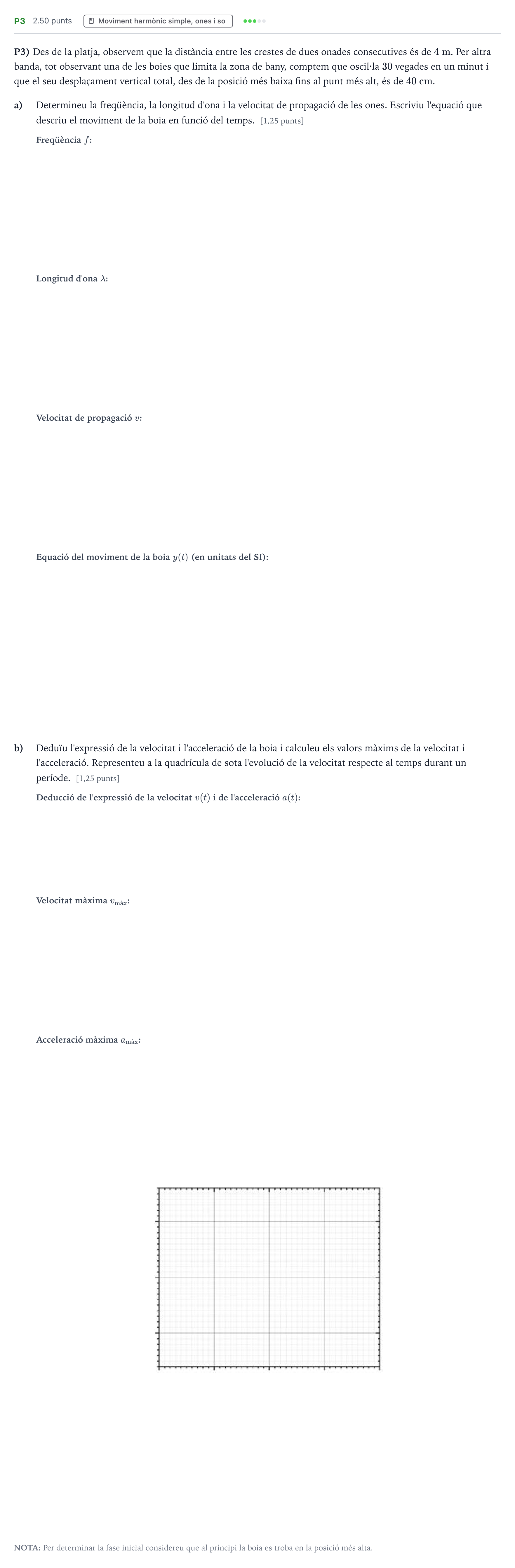 Enunciado: Ejercicio P3 · Física Selectividad Cataluña Juny Serie 1 2023