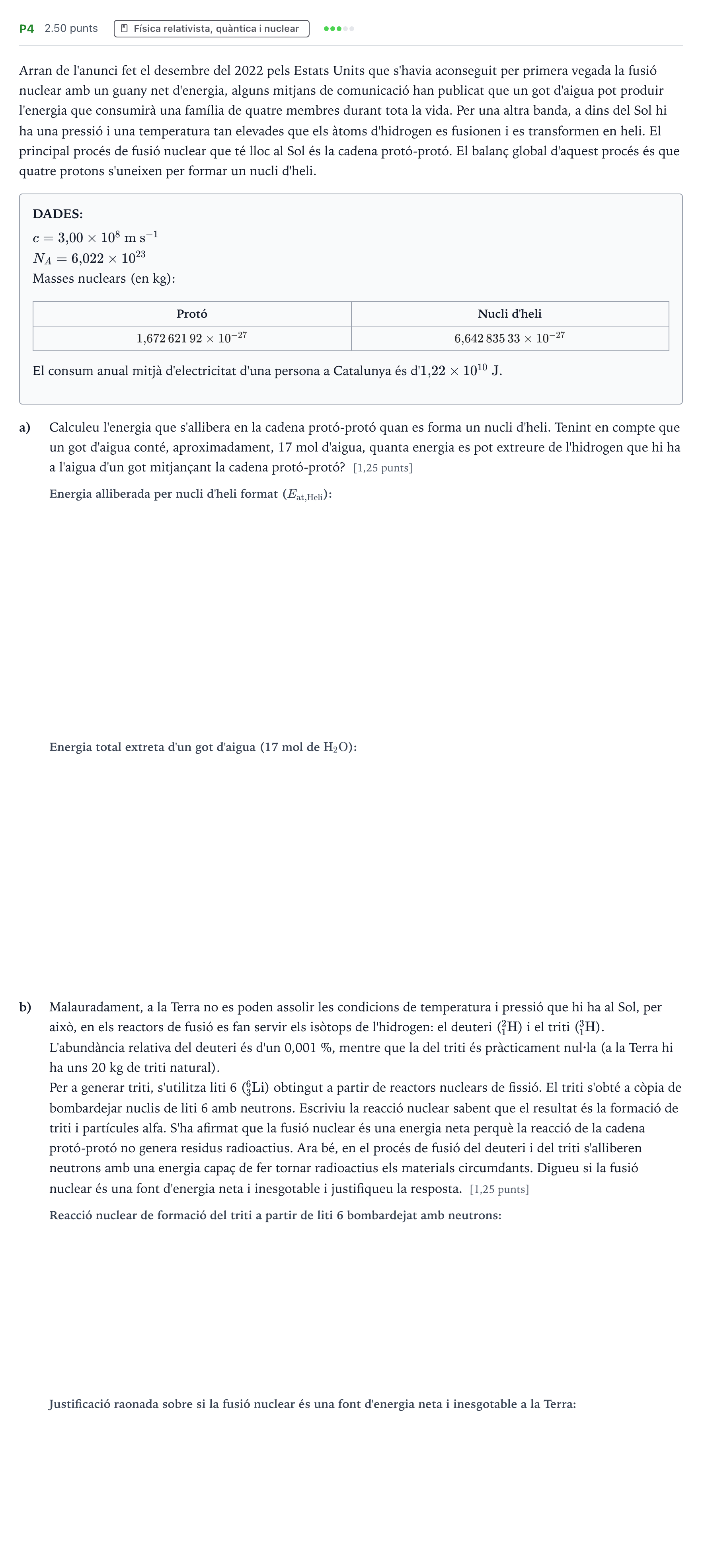Enunciado: Ejercicio P4 · Física Selectividad Cataluña Juny Serie 1 2023