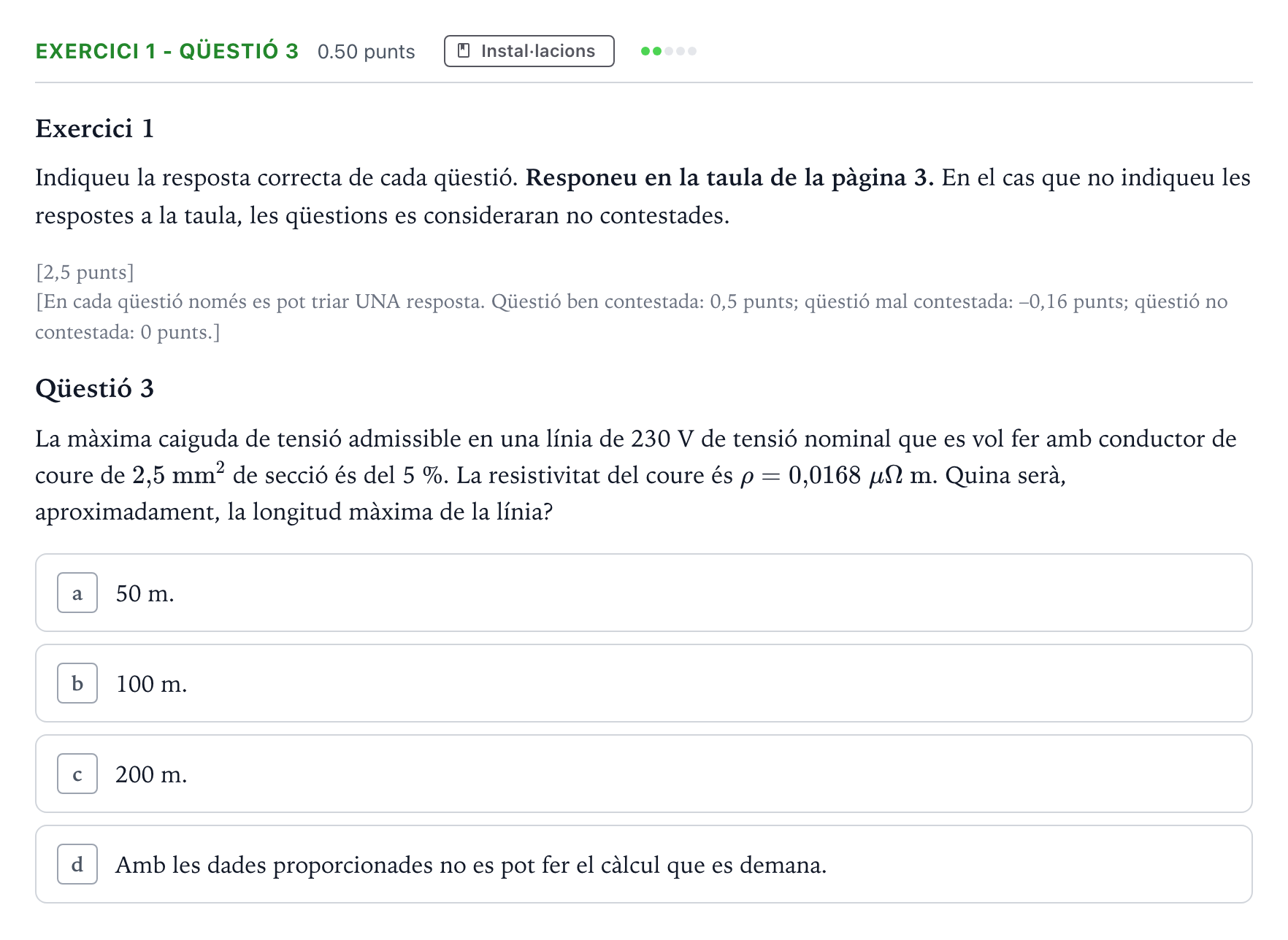 Enunciado: Exercici 1 - Qüestió 3 · Electrotecnia Selectividad Cataluña Setembre Serie 2 2023