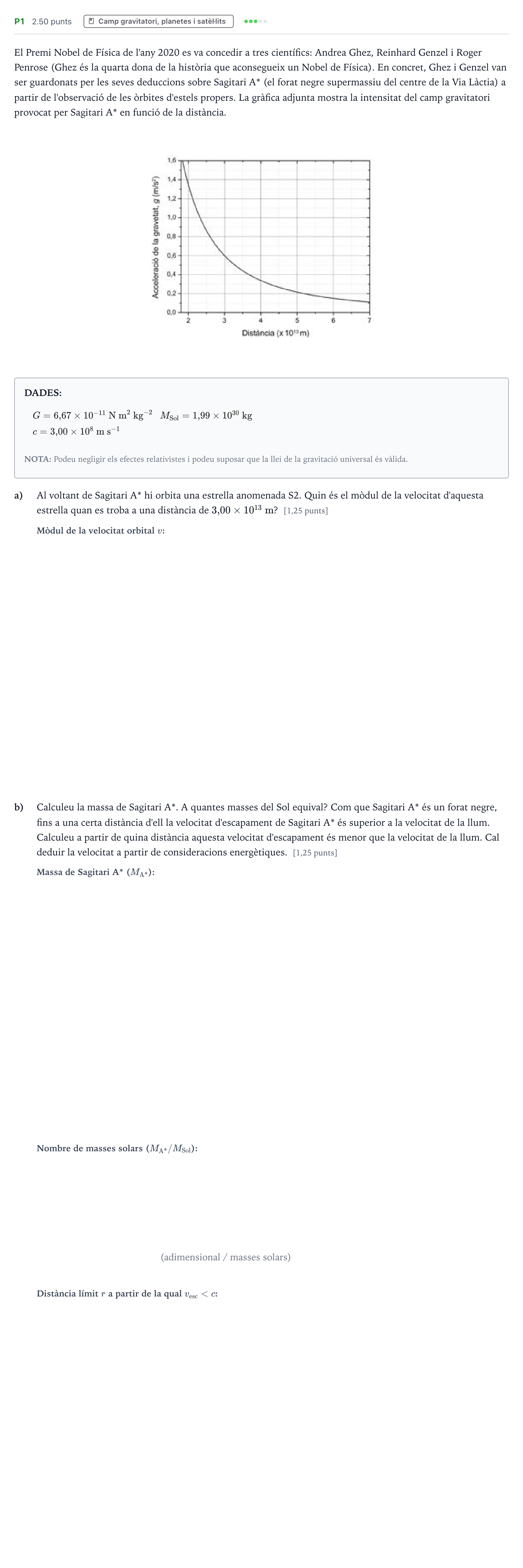 Enunciado: Ejercicio P1 · Física Selectividad Cataluña Juny Serie 5 2023