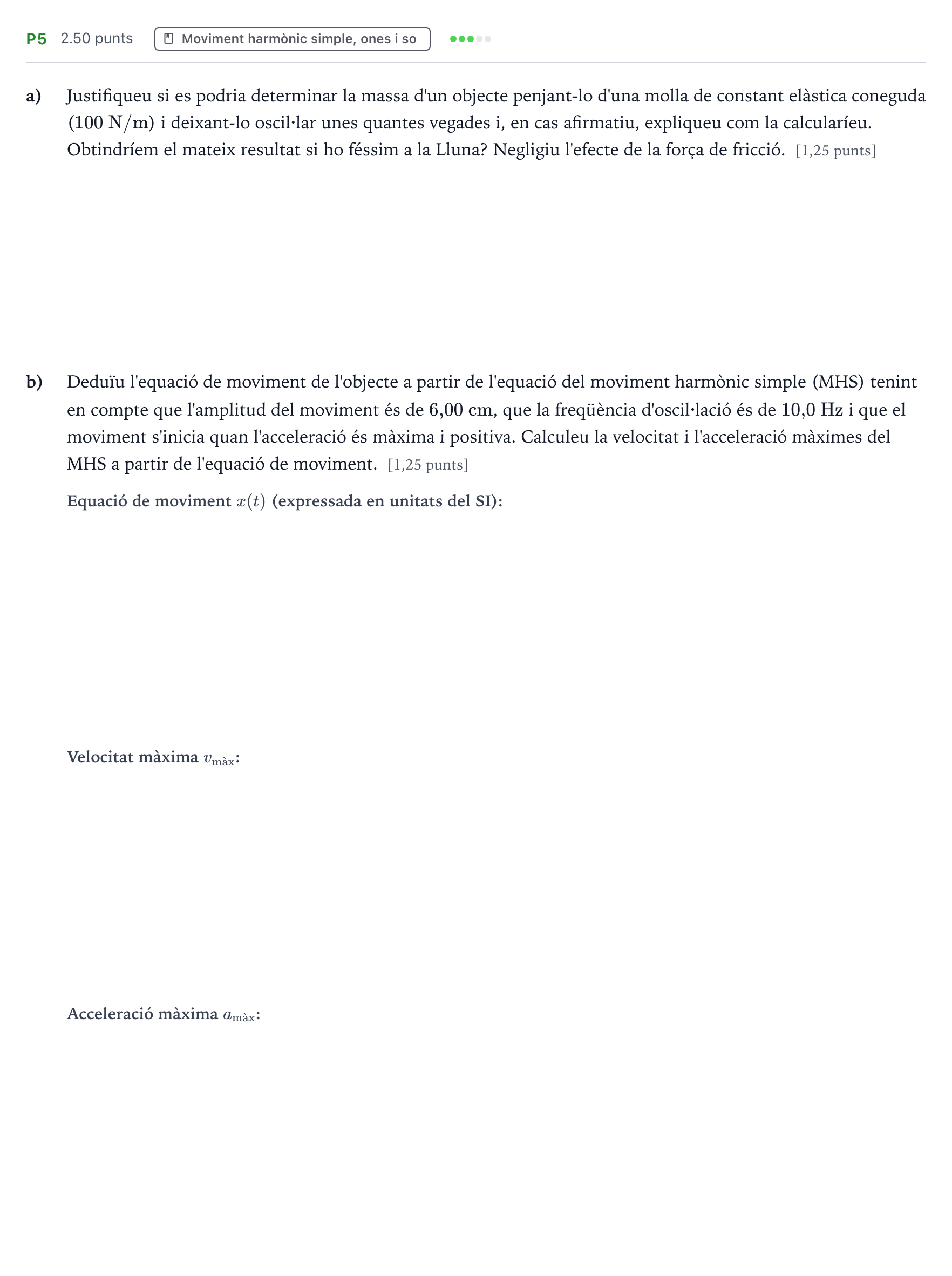 Enunciado: Ejercicio P5 · Física Selectividad Cataluña Setembre Serie 2 2023