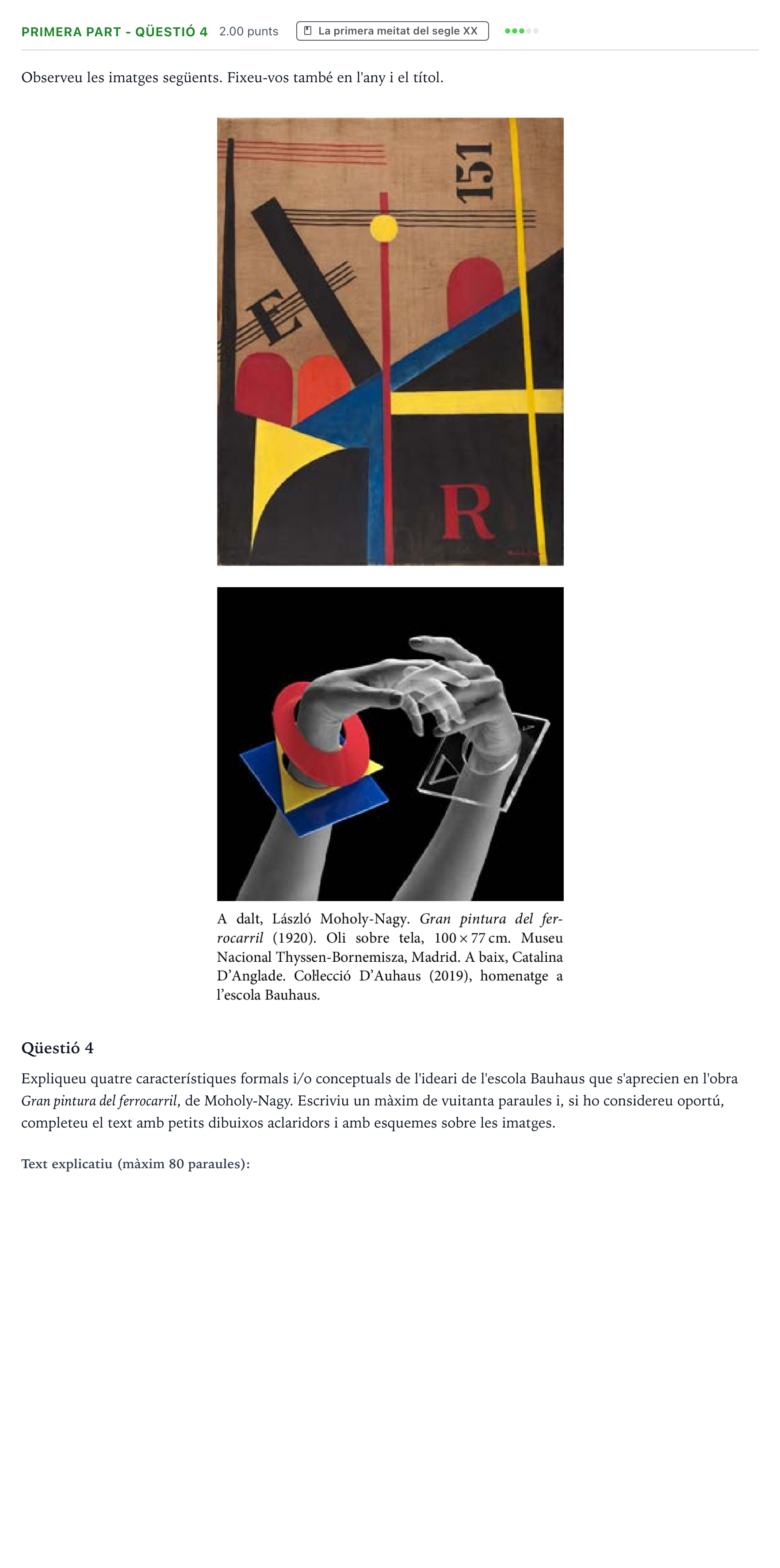 Enunciado: Ejercicio Primera part - Qüestió 4 · Fundamentos Artísticos Selectividad Cataluña Juny Serie 5 2023