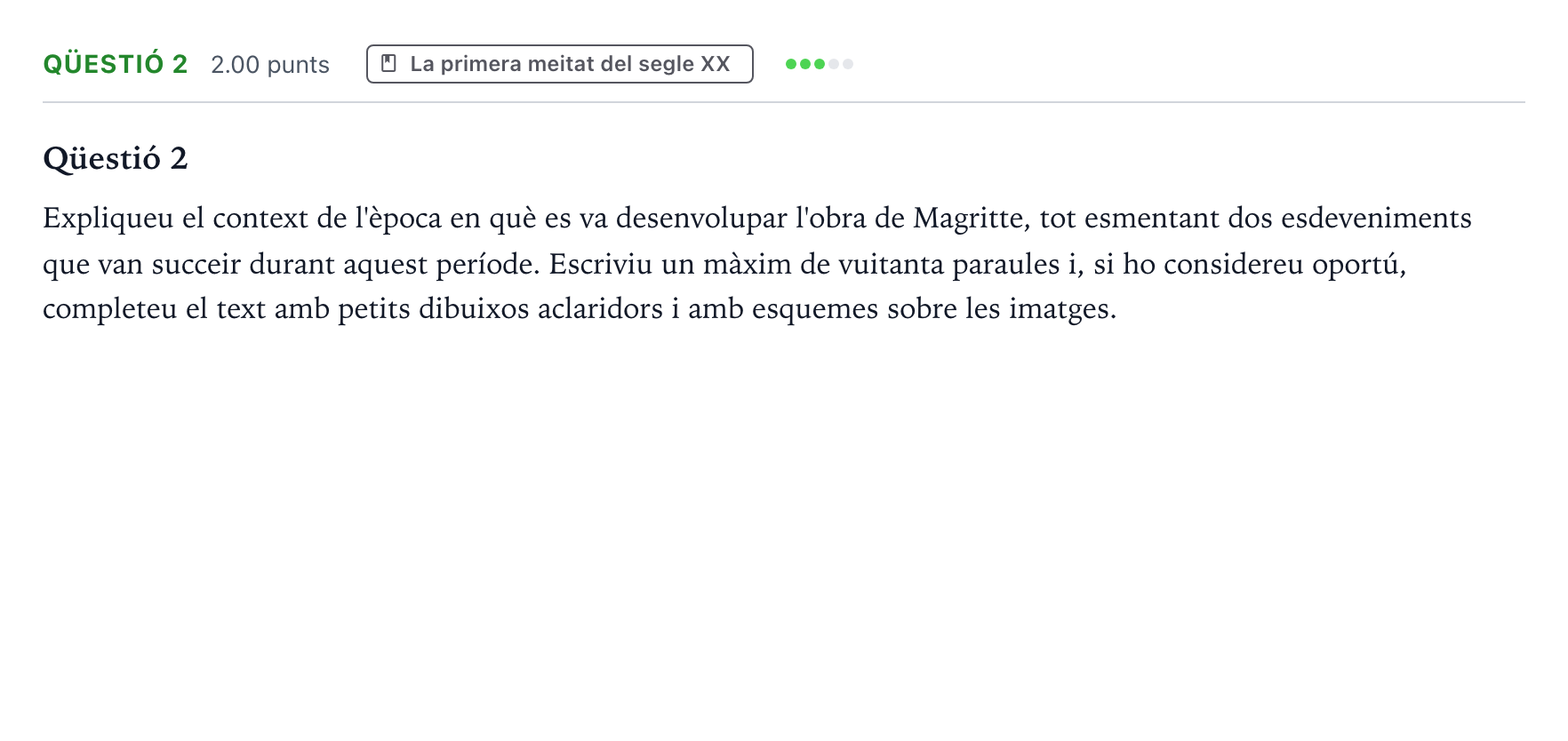 Enunciado: Ejercicio Qüestió 2 · Fundamentos Artísticos Selectividad Cataluña Setembre Serie 2 2023