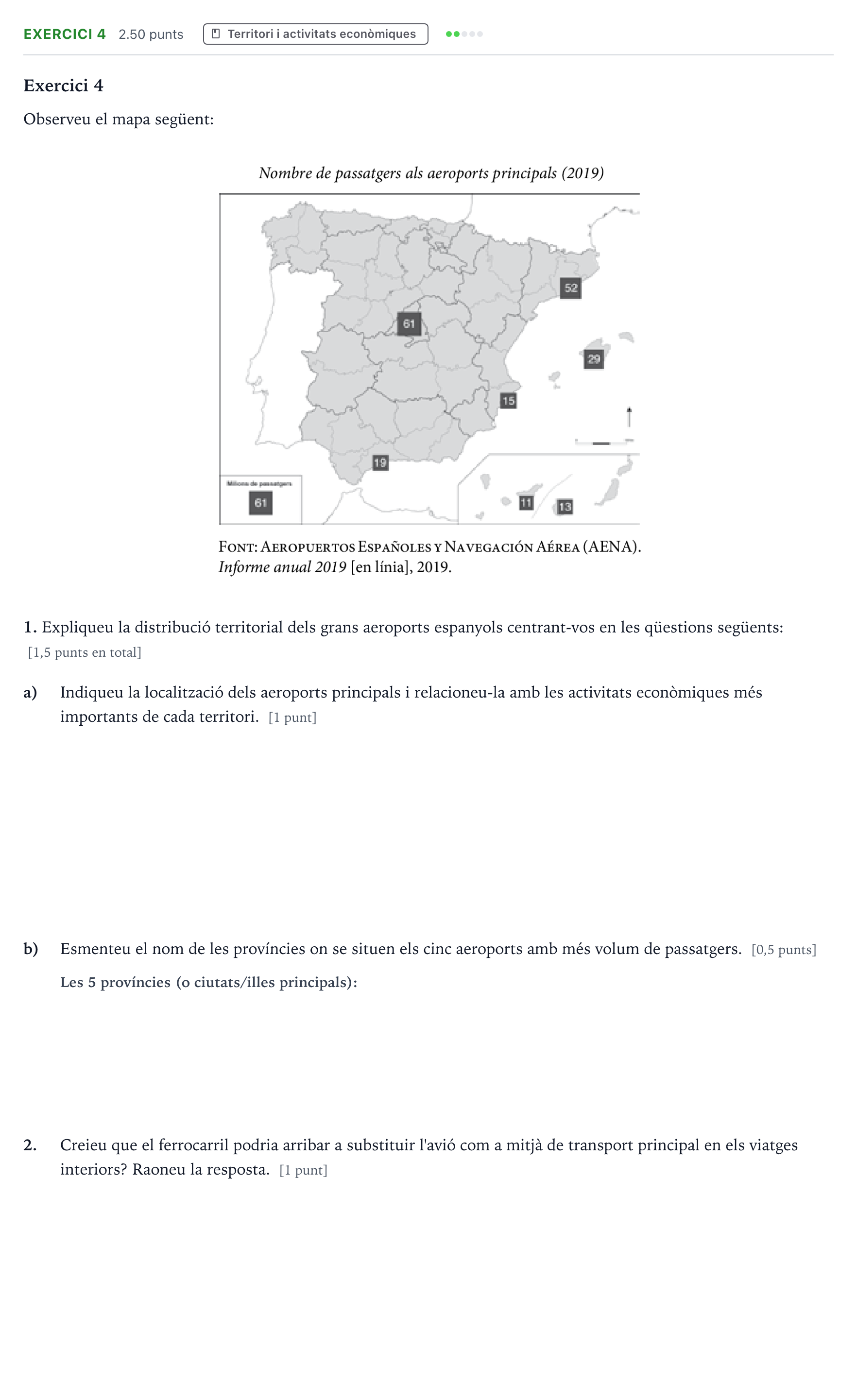 Enunciado: Exercici 4 · Geografía Selectividad Cataluña Juny Serie 1 2023