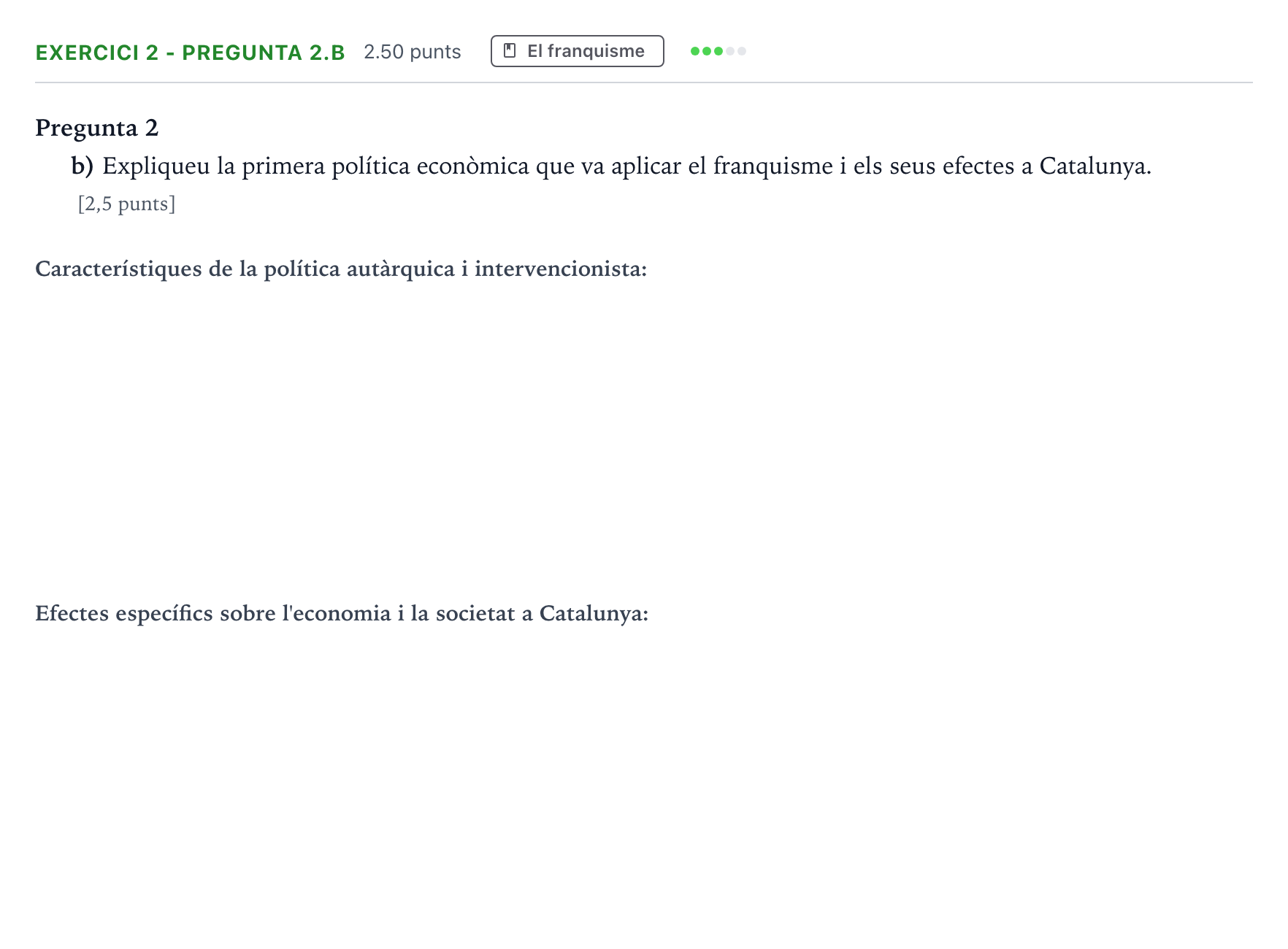 Enunciado: Exercici 2 - Pregunta 2.b · Historia de España Selectividad Cataluña Juny Serie 5 2023