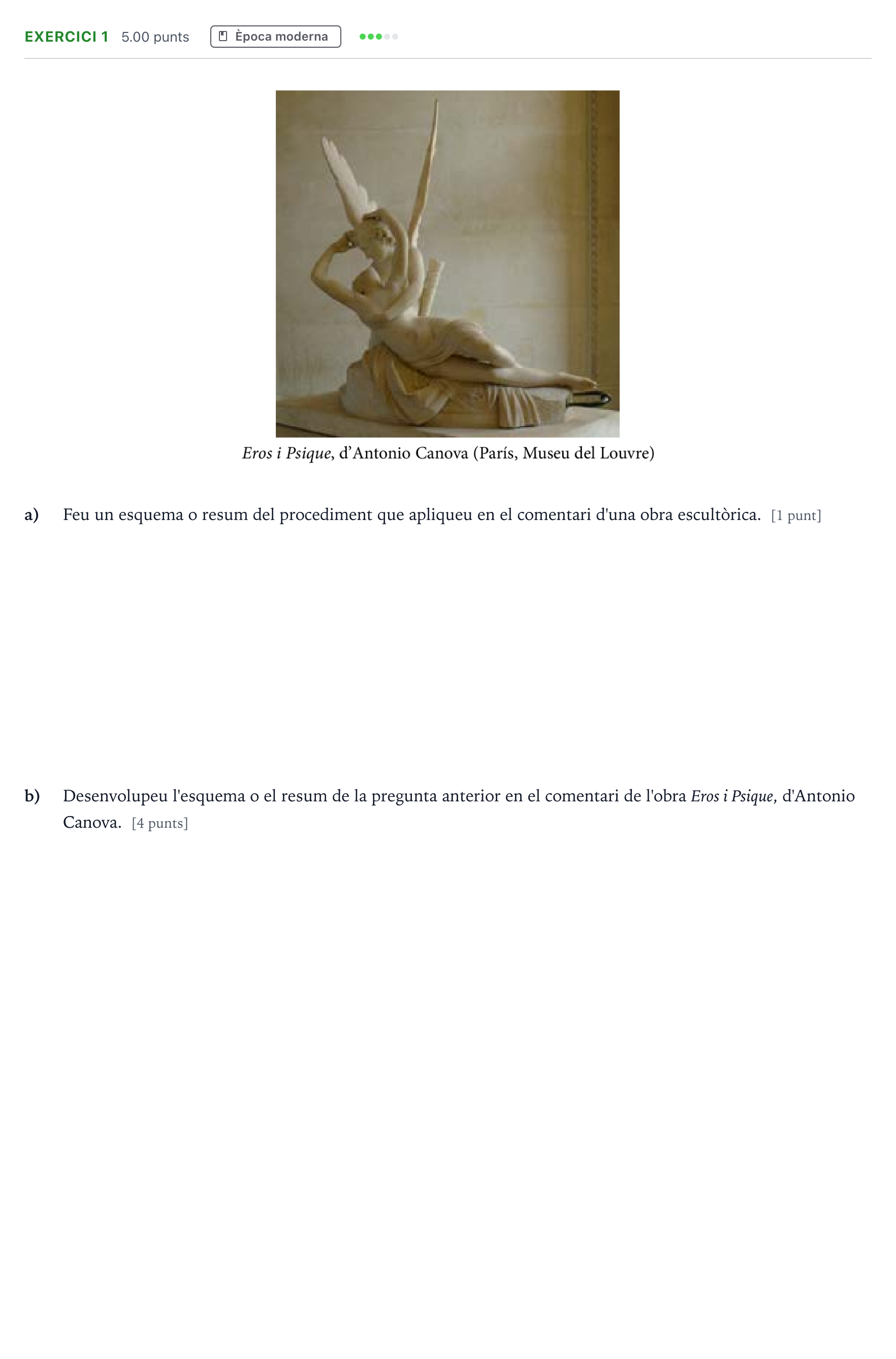 Enunciado: Exercici 1 · Historia del Arte Selectividad Cataluña Juny Serie 1 2023