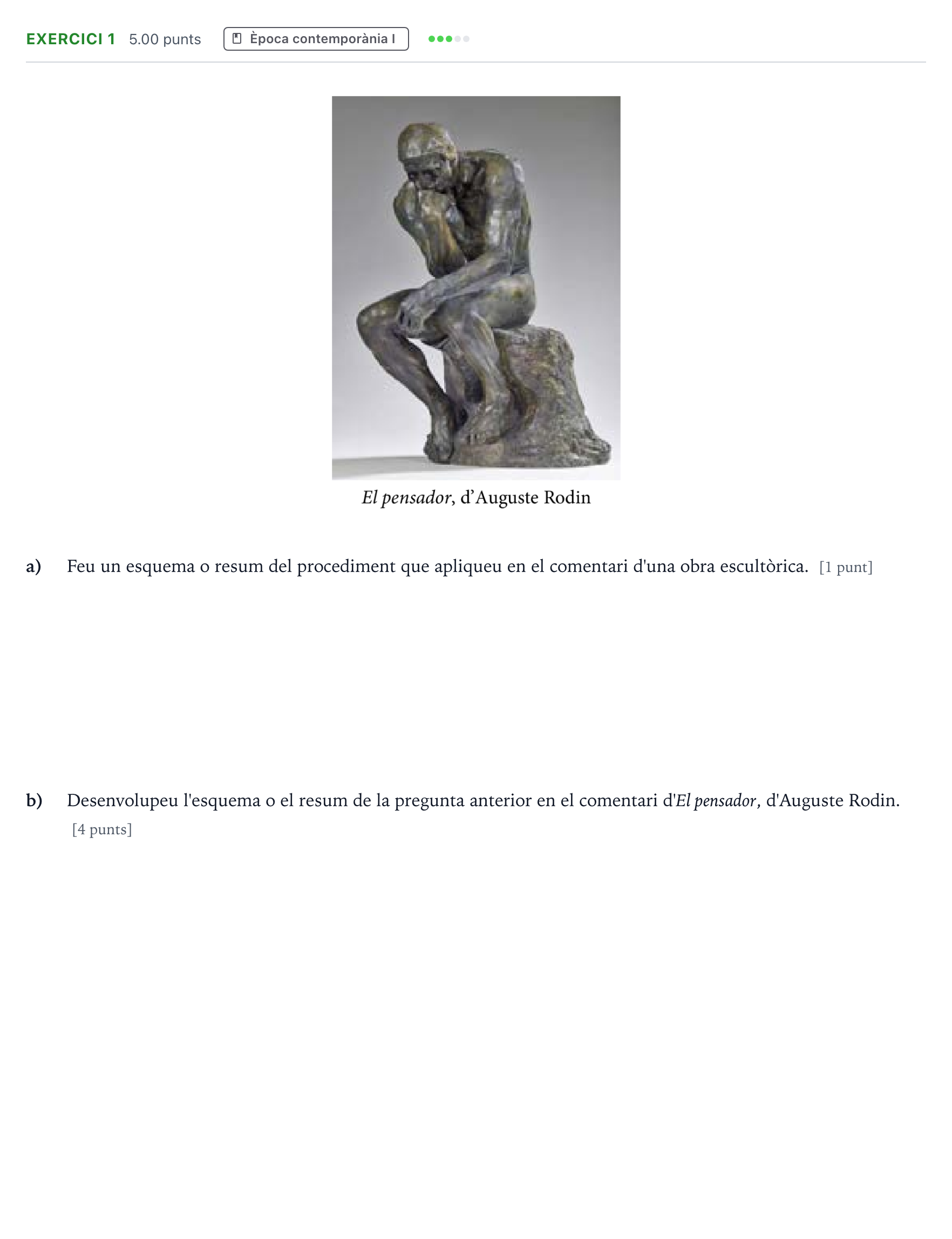 Enunciado: Exercici 1 · Historia del Arte Selectividad Cataluña Juny Serie 5 2023