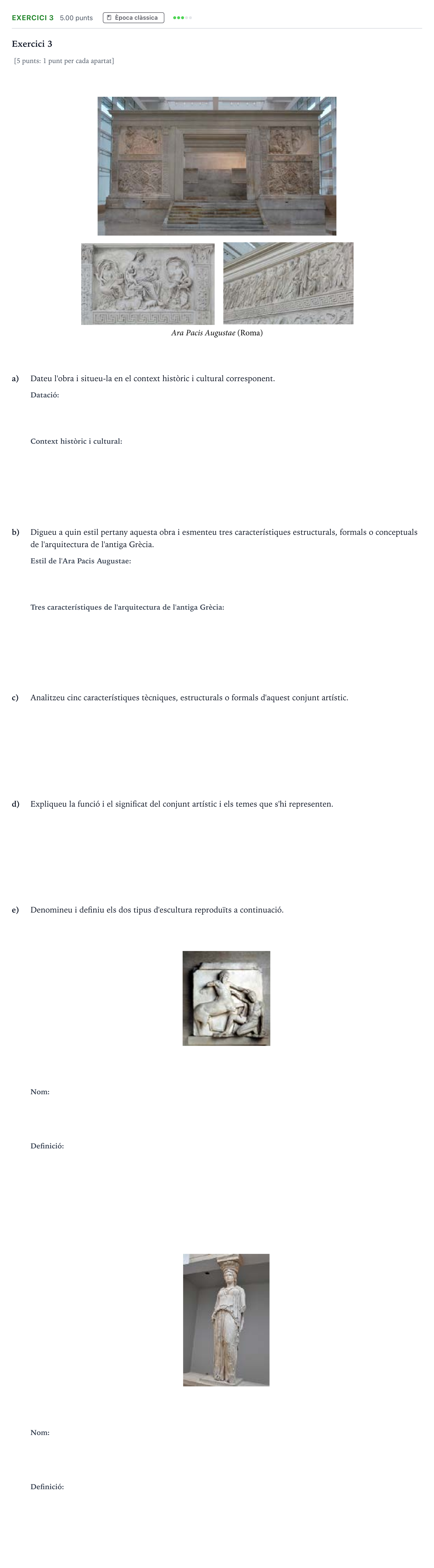 Enunciado: Exercici 3 · Historia del Arte Selectividad Cataluña Juny Serie 5 2023