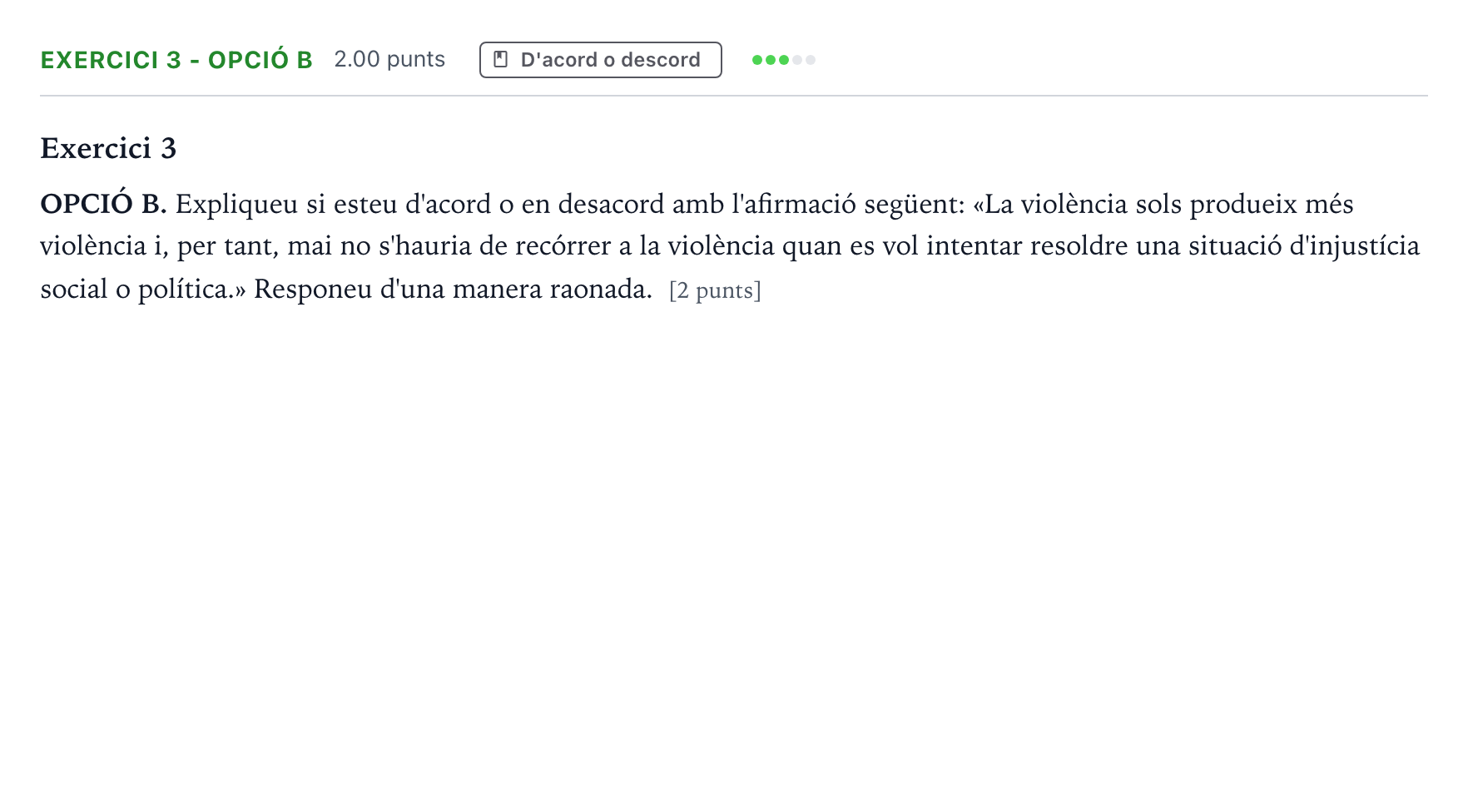 Enunciado: Exercici 3 - Opció B · Historia de la Filosofía Selectividad Cataluña Setembre Serie 2 2023