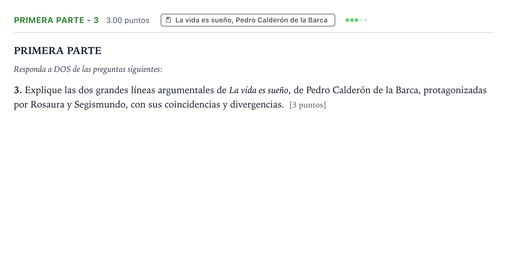 Enunciado: Ejercicio Primera parte - 3 · Literatura castellana Selectividad Cataluña Juny Serie 1 2023