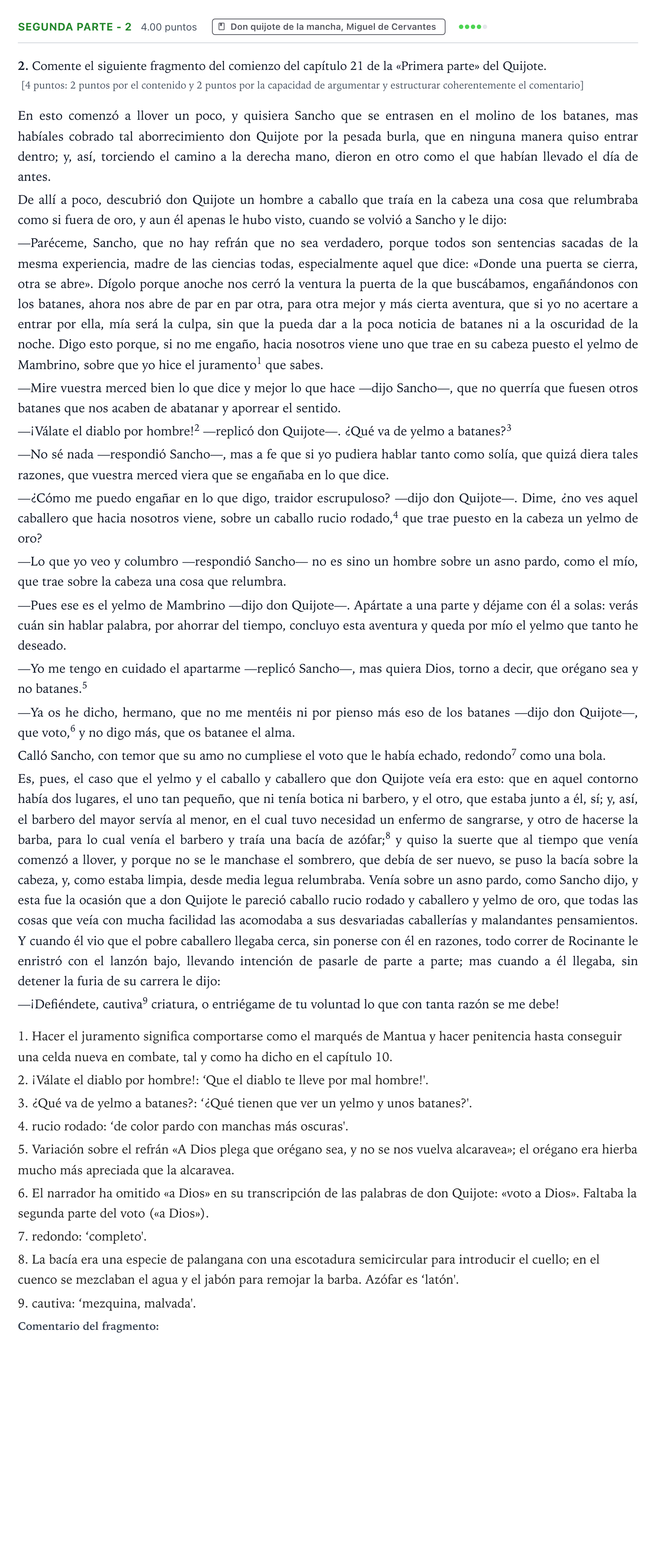 Enunciado: Ejercicio Segunda parte - 2 · Literatura castellana Selectividad Cataluña Juny Serie 1 2023