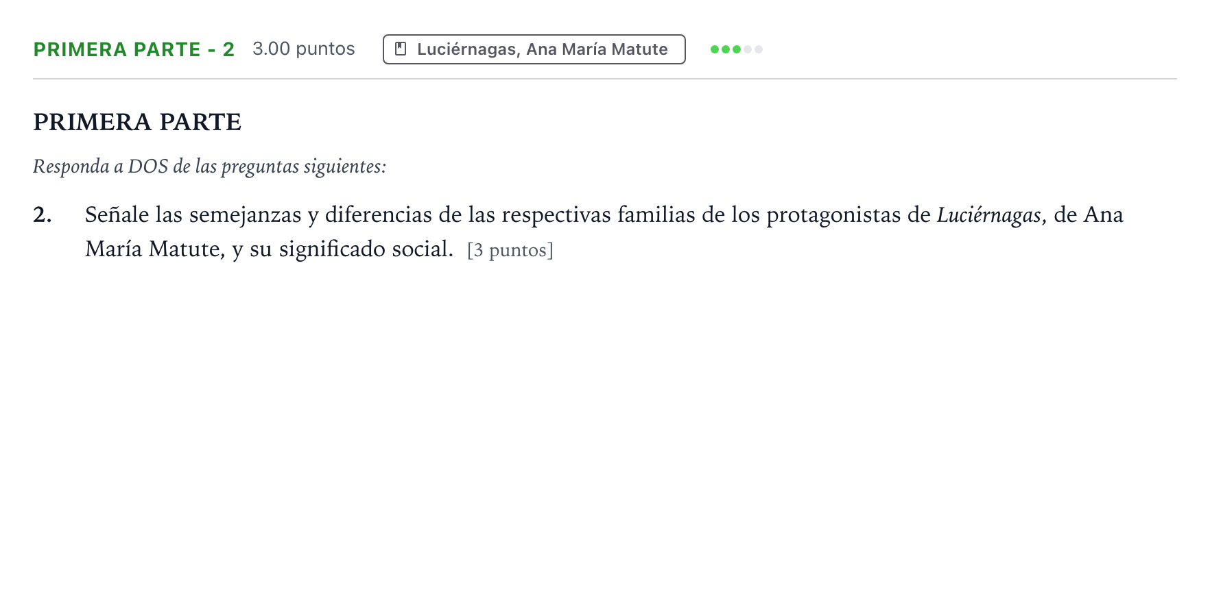 Enunciado: Ejercicio Primera parte - 2 · Literatura castellana Selectividad Cataluña Juny Serie 5 2023