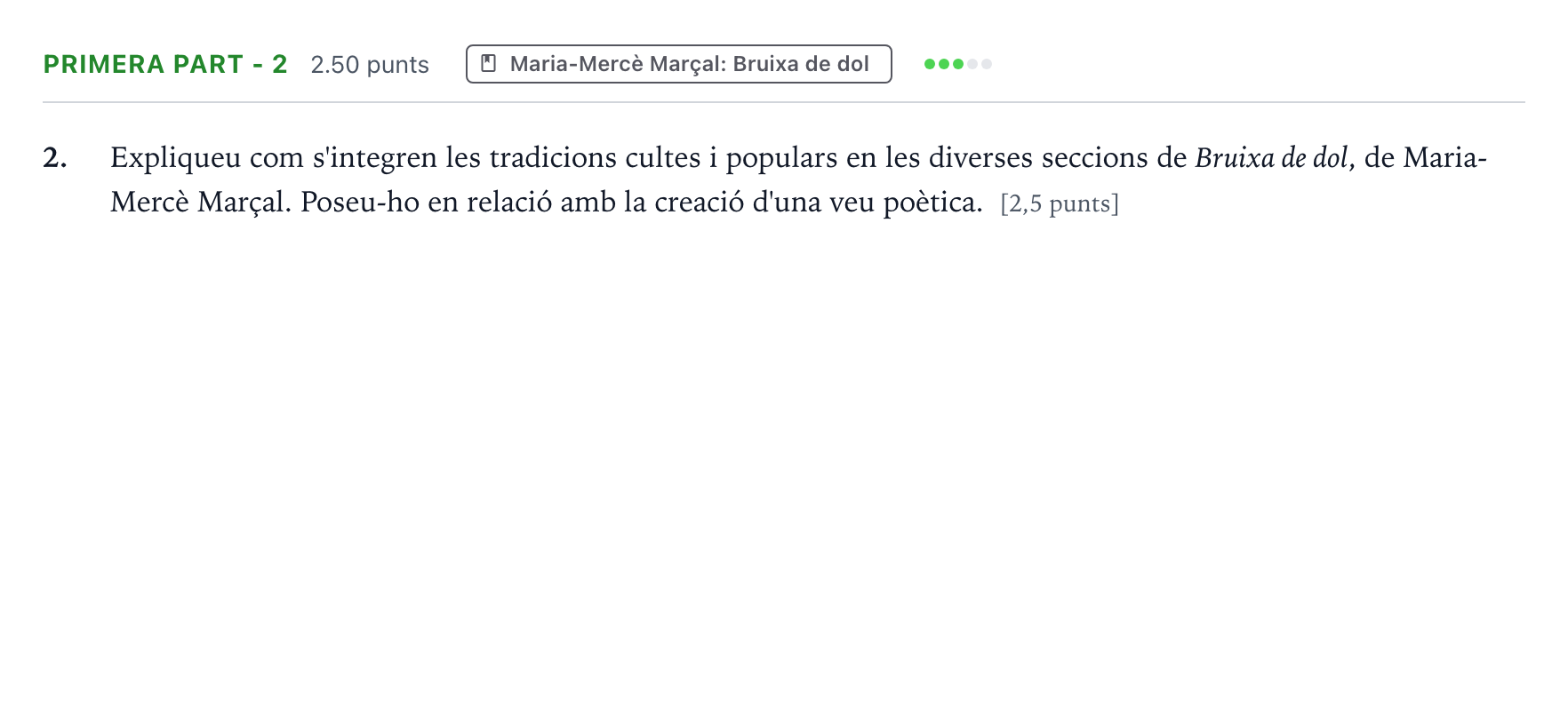 Enunciado: Ejercicio Primera part - 2 · Literatura Catalana Selectividad Cataluña Juny Serie 1 2023