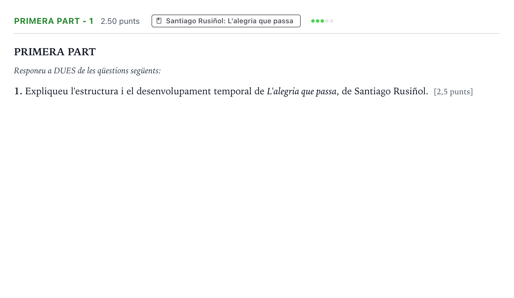Enunciado: Ejercicio Primera part - 1 · Literatura Catalana Selectividad Cataluña Juny Serie 5 2023