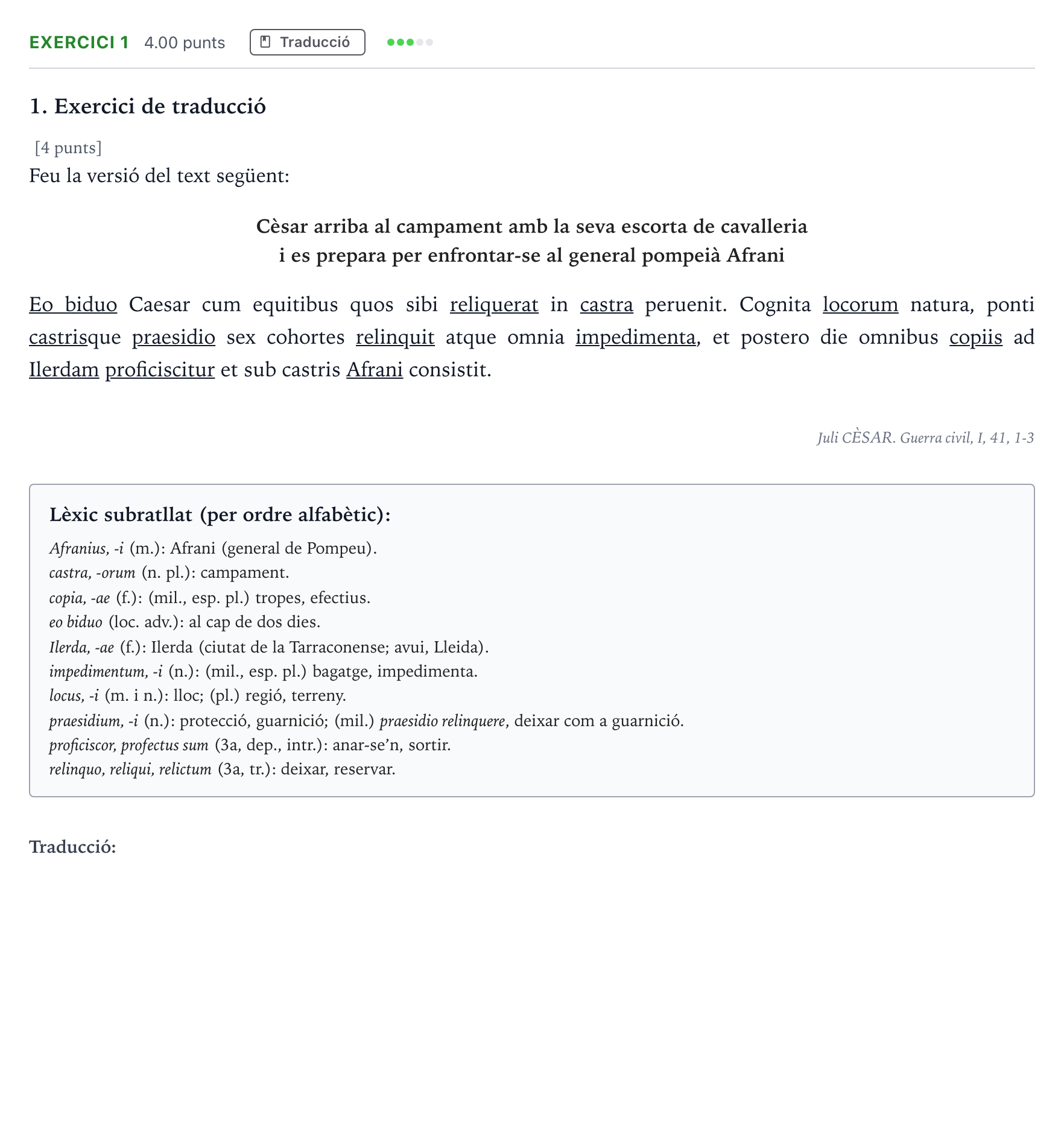 Enunciado: Problema 1 · Latín II Selectividad Cataluña Juny Serie 1 2023