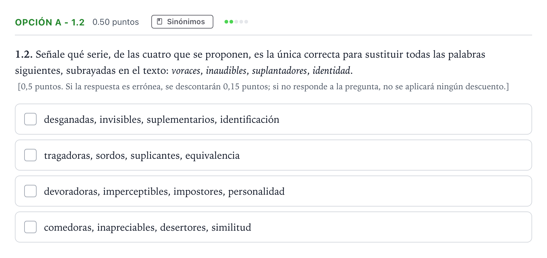 Enunciado: Opción A - 1.2 · Lengua Castellana y Literatura II Selectividad Cataluña Juny Serie 1 2023