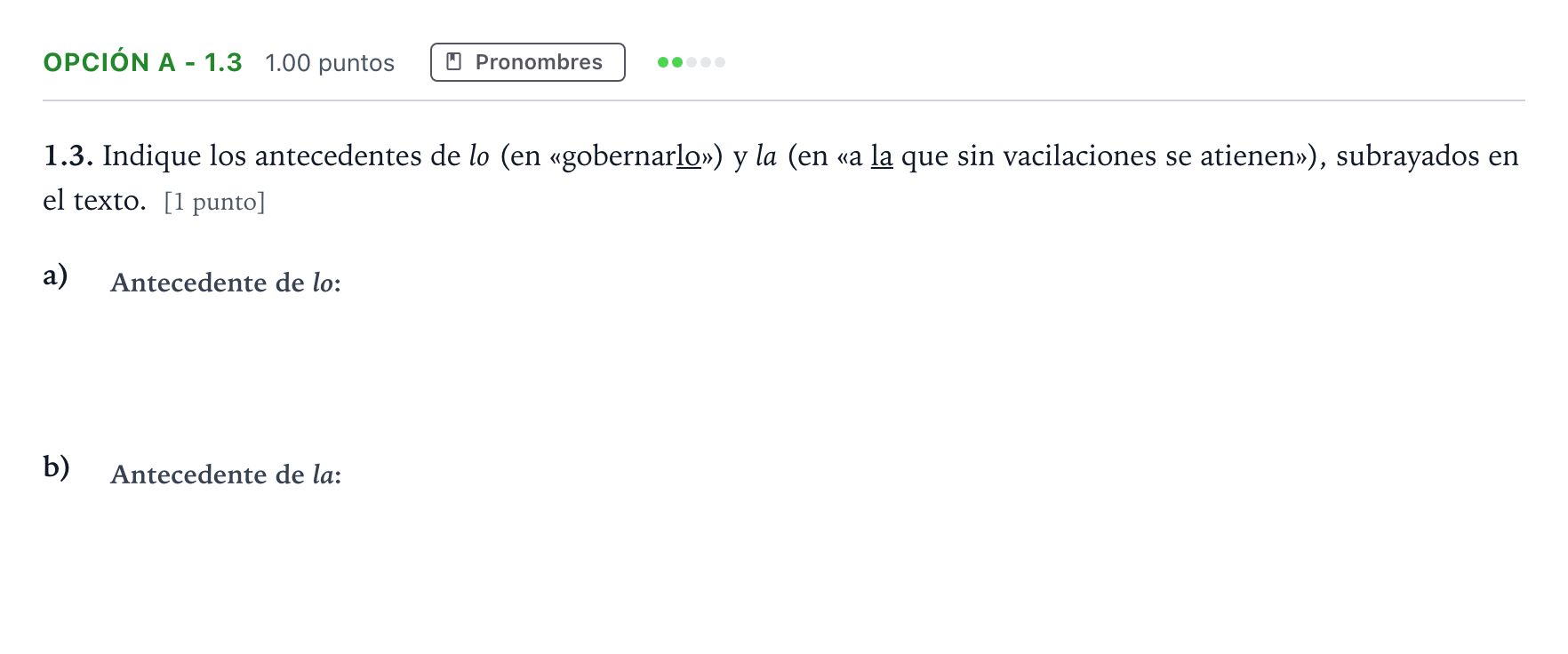 Enunciado: Opción A - 1.3 · Lengua Castellana y Literatura II Selectividad Cataluña Juny Serie 1 2023