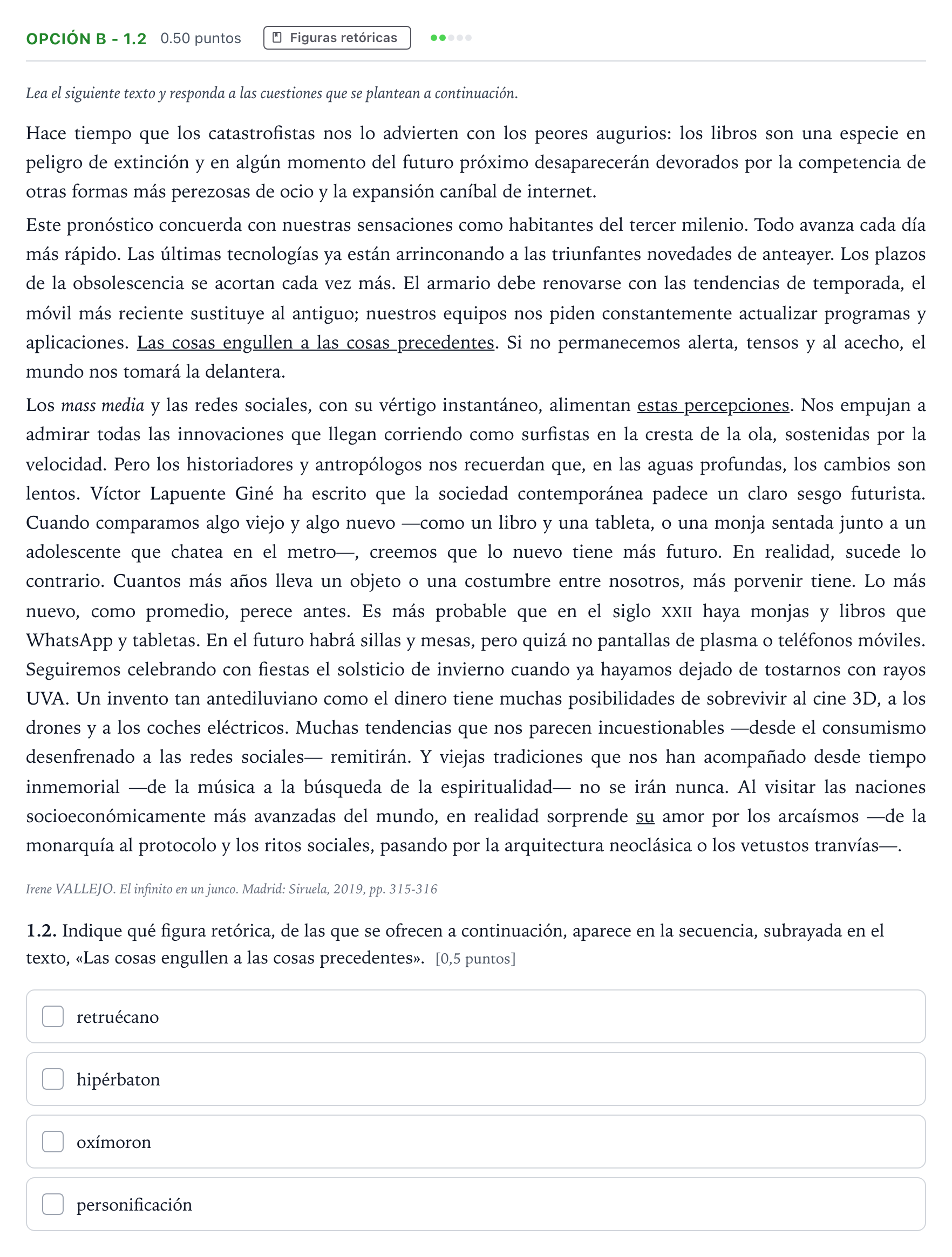 Enunciado: Opción B - 1.2 · Lengua Castellana y Literatura II Selectividad Cataluña Juny Serie 1 2023