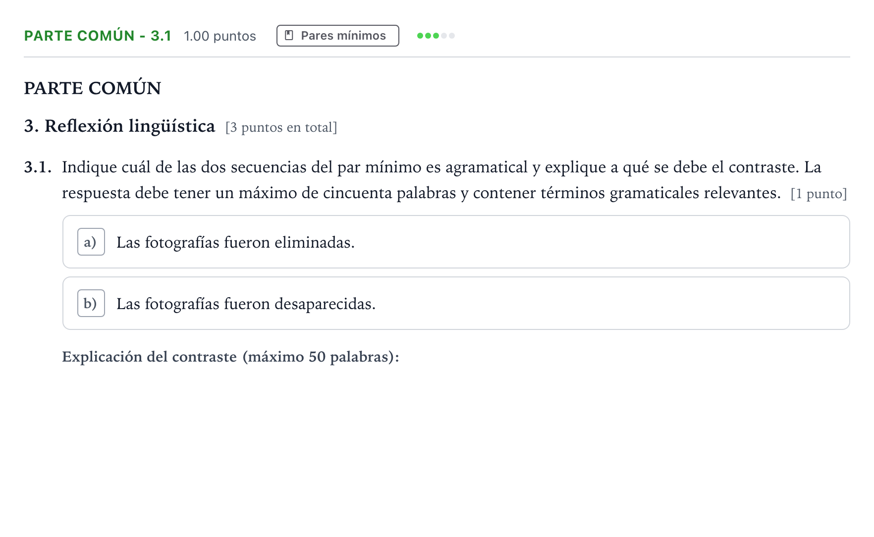 Enunciado: Ejercicio Parte Común - 3.1 · Lengua Castellana y Literatura II Selectividad Cataluña Juny Serie 1 2023