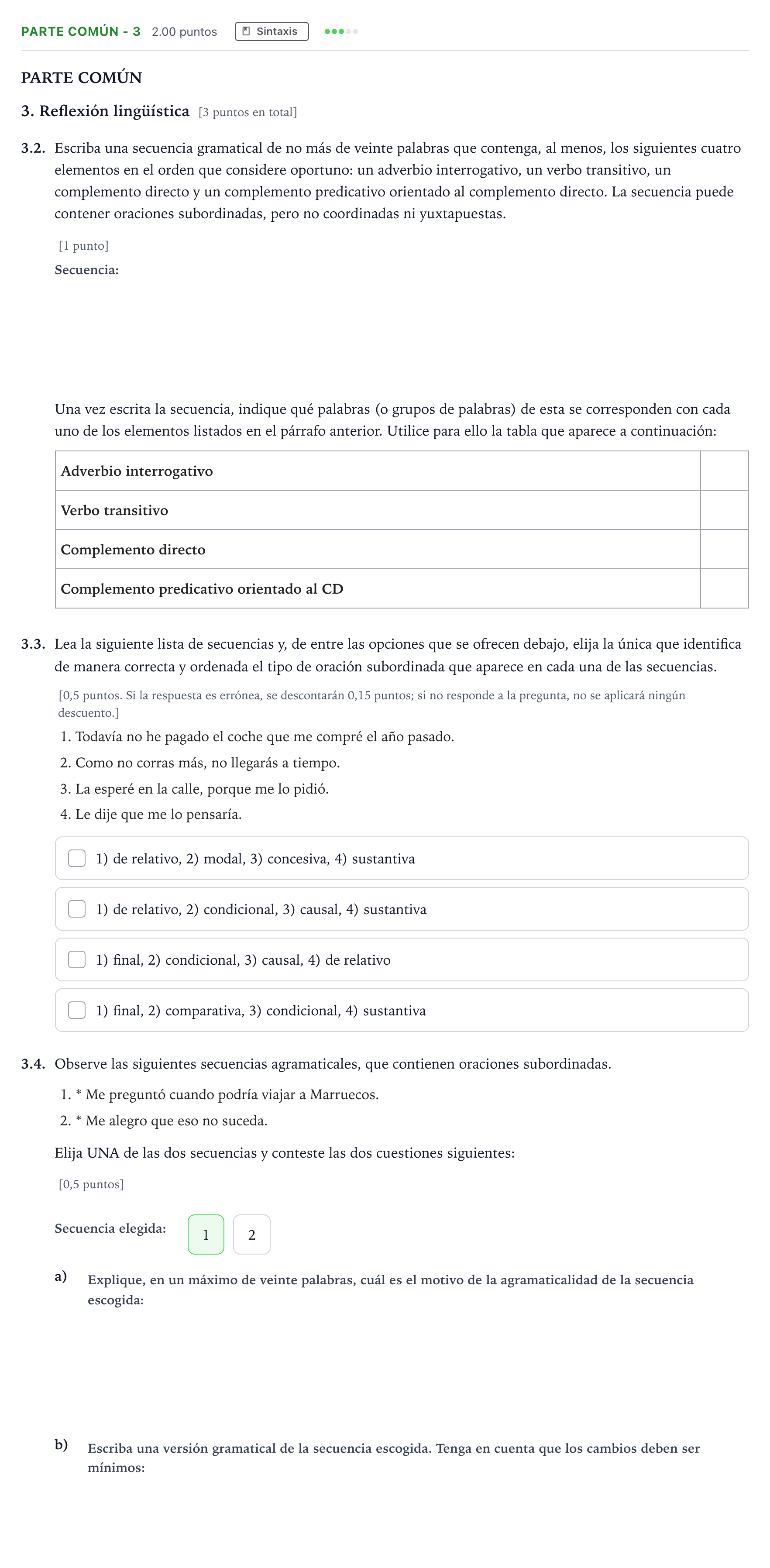 Enunciado: Ejercicio Parte Común - 3 · Lengua Castellana y Literatura II Selectividad Cataluña Juny Serie 1 2023